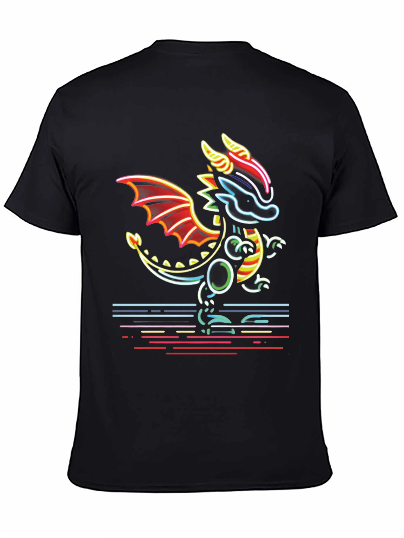 Neon Dragon Graphic Tee - Mens Black T-Shirt
