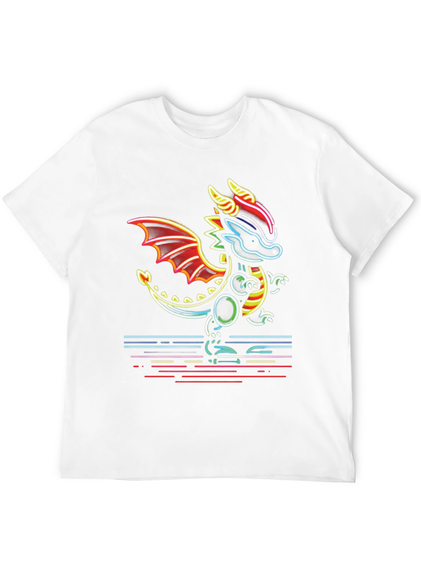 Neon Dragon Graphic Tee - Mens Black T-Shirt