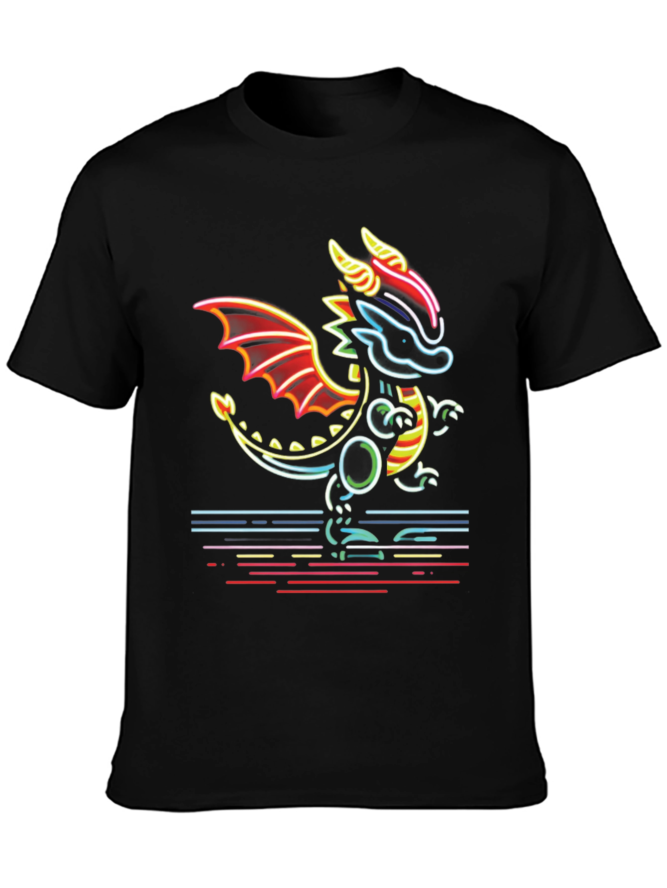 Neon Dragon Graphic Tee - Mens Black T-Shirt