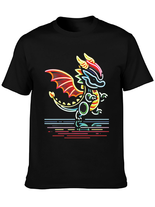 Neon Dragon Graphic Tee - Mens Black T-Shirt