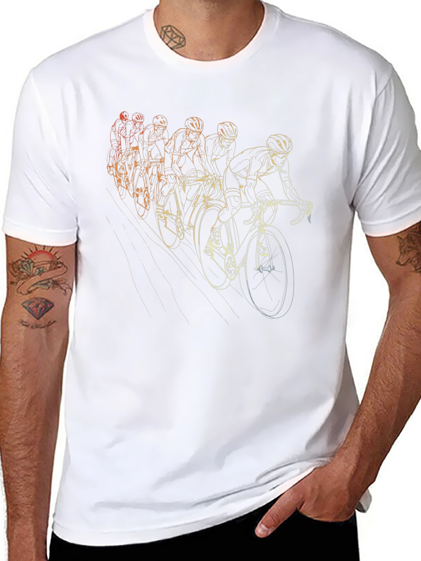Cycling Team Graphic Tee - Black Cotton T-Shirt
