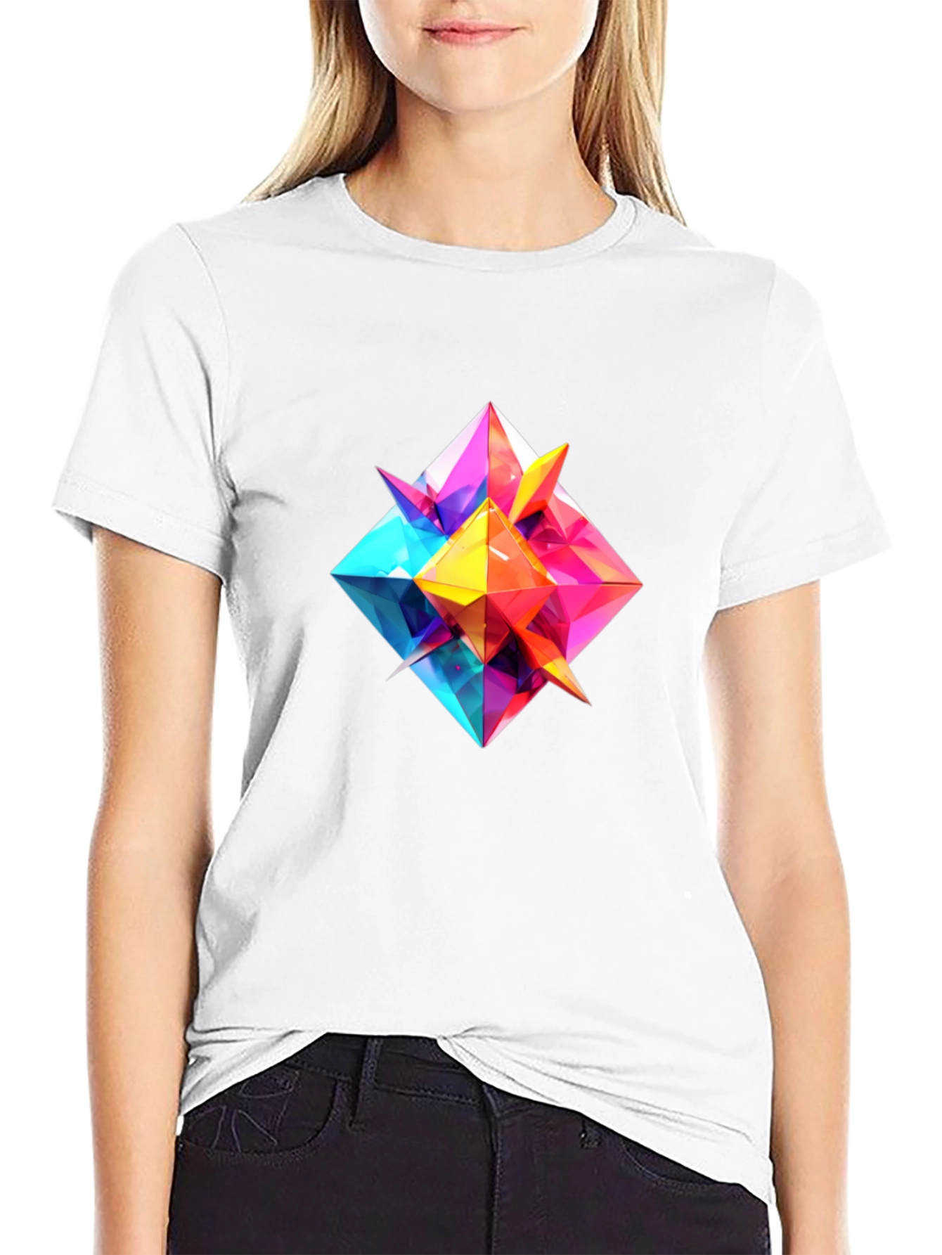 Geometric Prism Graphic Tee - Modern Art Design