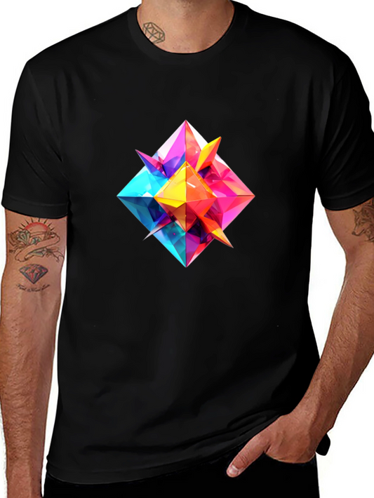 Geometric Prism Graphic Tee - Modern Art Design