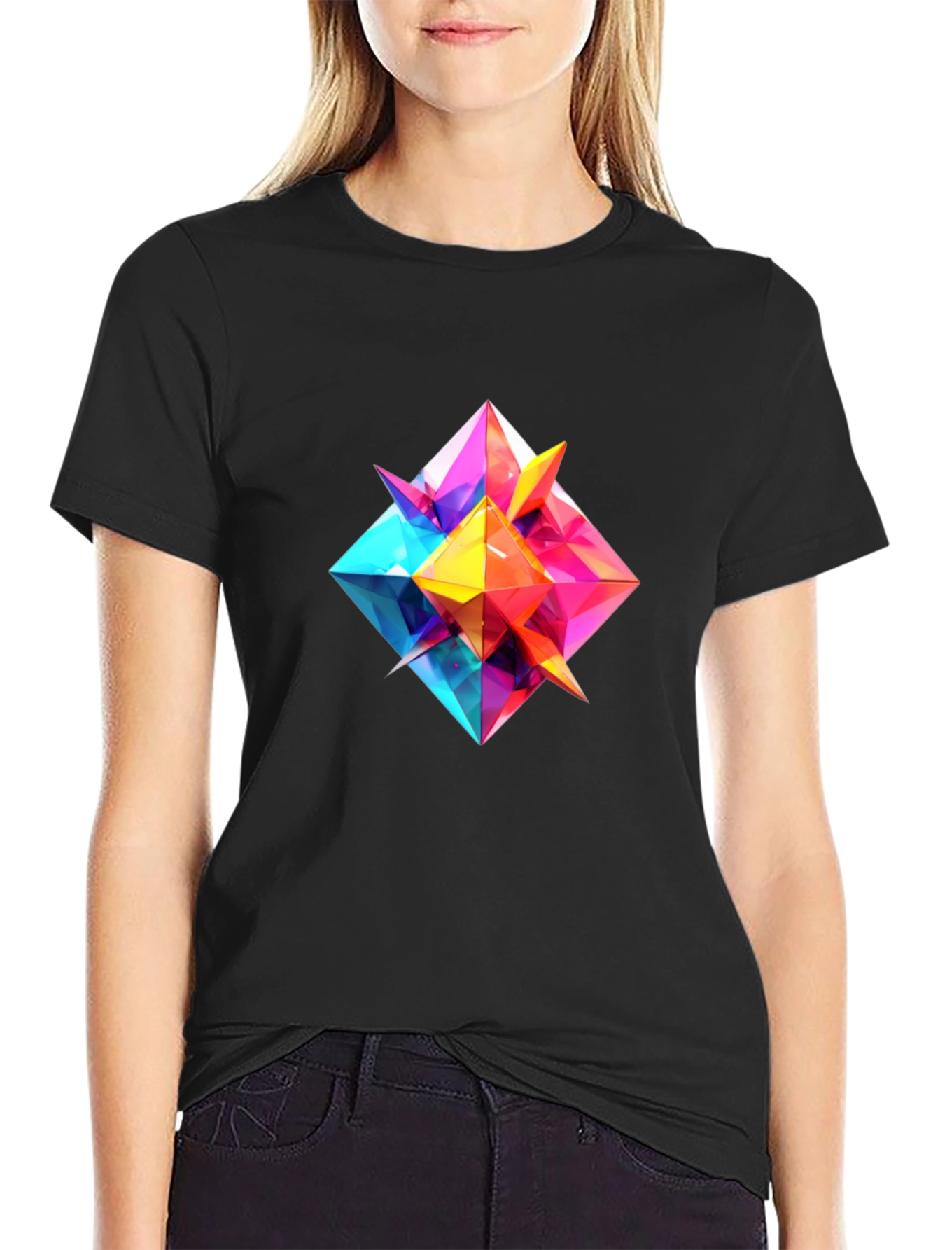 Geometric Prism Graphic Tee - Modern Art Design