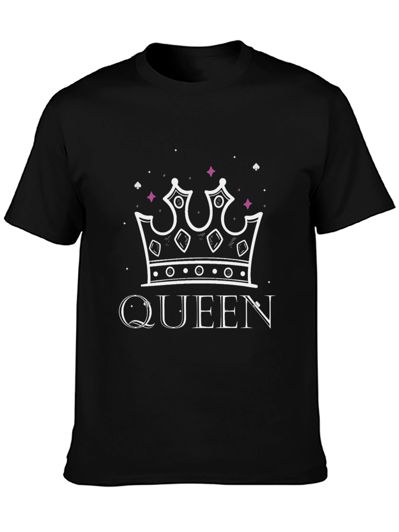 Queen Crown Graphic Print Black T-Shirt
