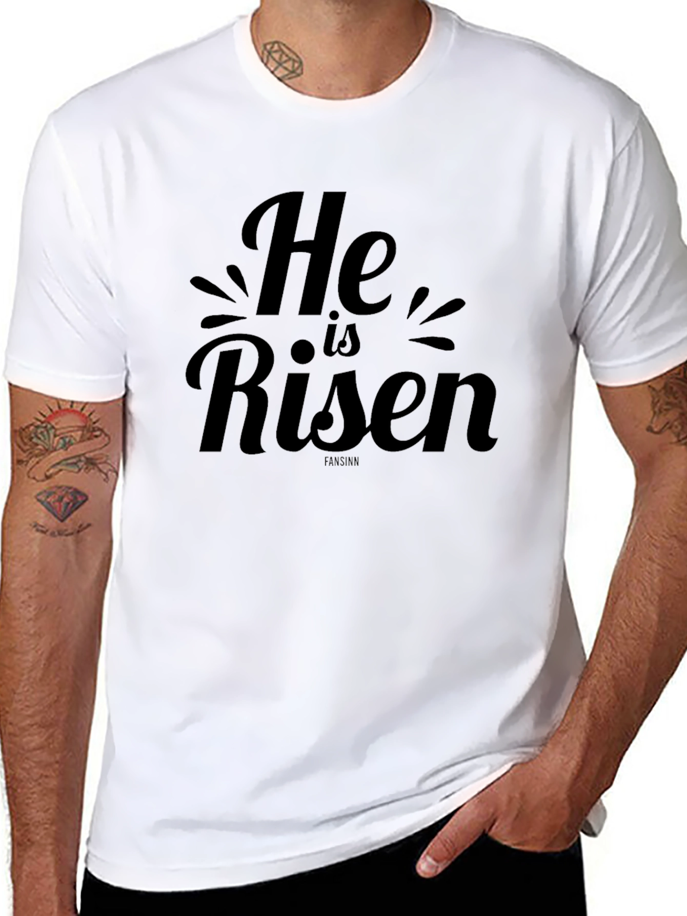 He is Risen Black Graphic Tee for Easter
