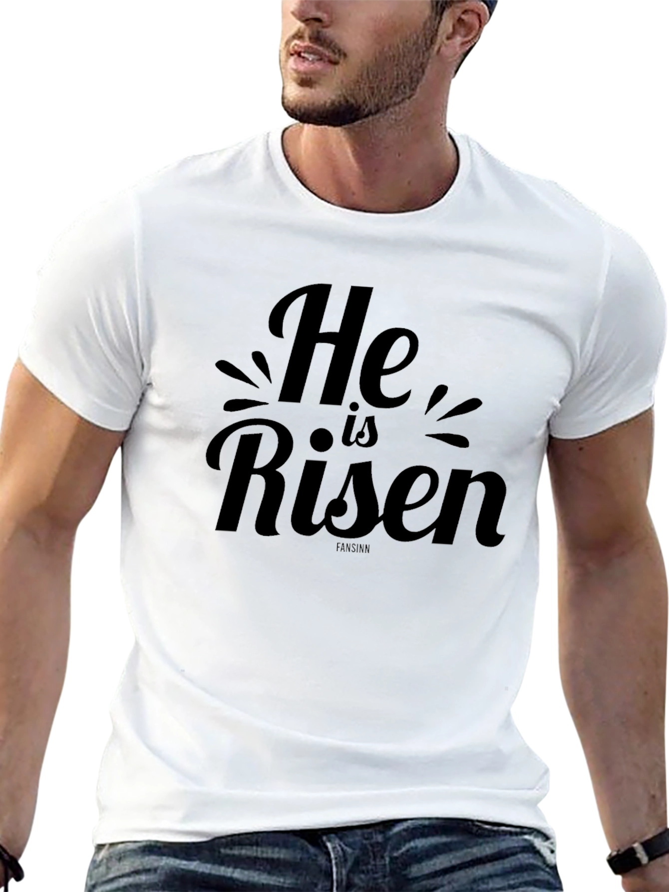 He is Risen Black Graphic Tee for Easter