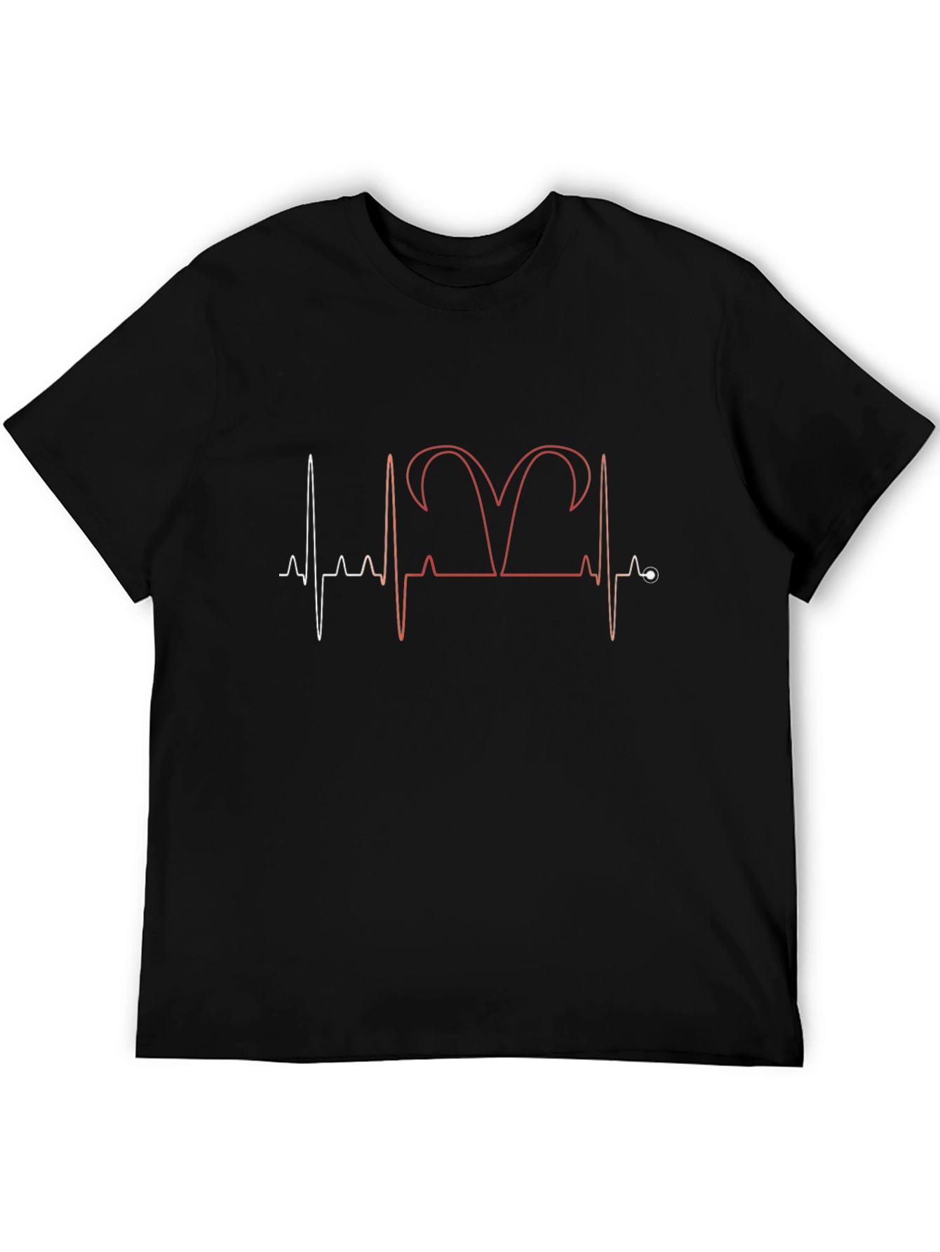 Aries Zodiac Heartbeat T-Shirt - Black