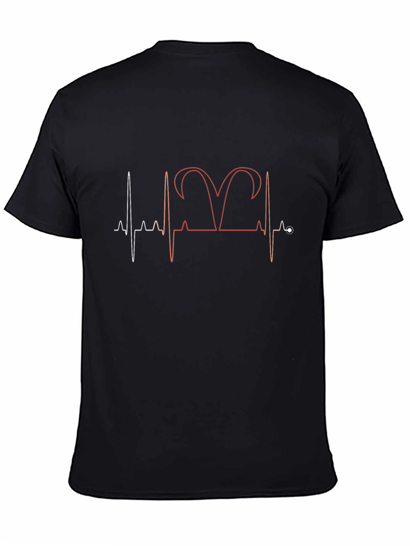 Aries Zodiac Heartbeat T-Shirt - Black