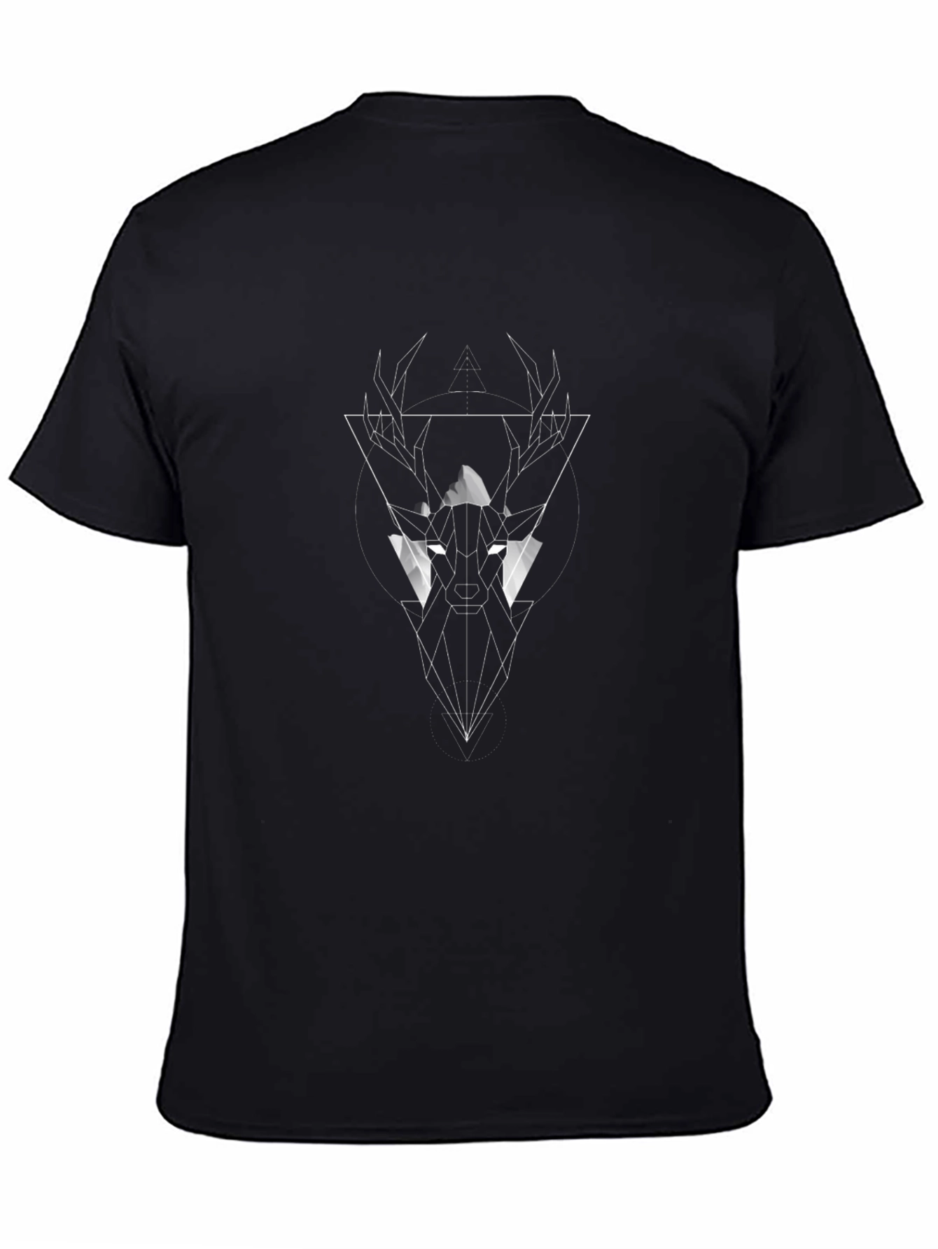 Geometric Deer Black Graphic Tee