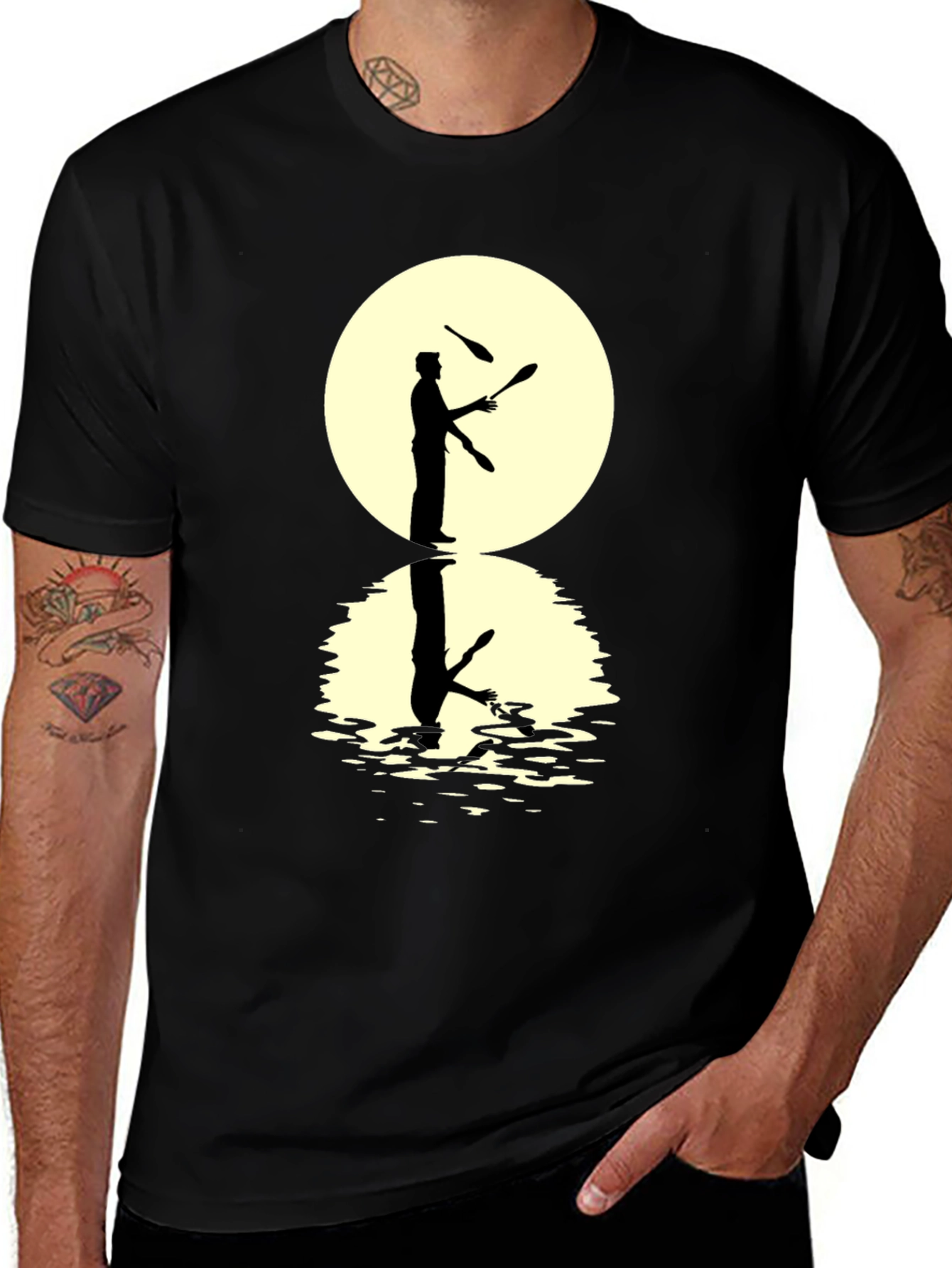Juggler Silhouette Graphic Black T-Shirt