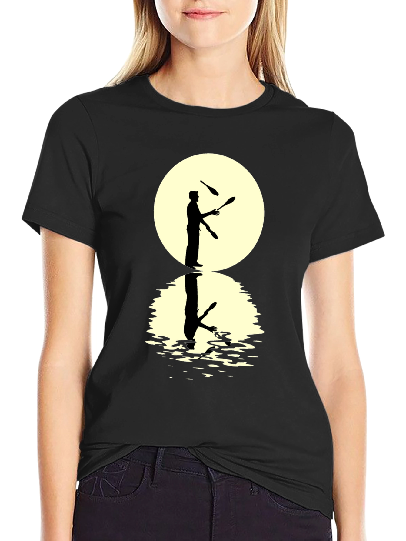 Juggler Silhouette Graphic Black T-Shirt