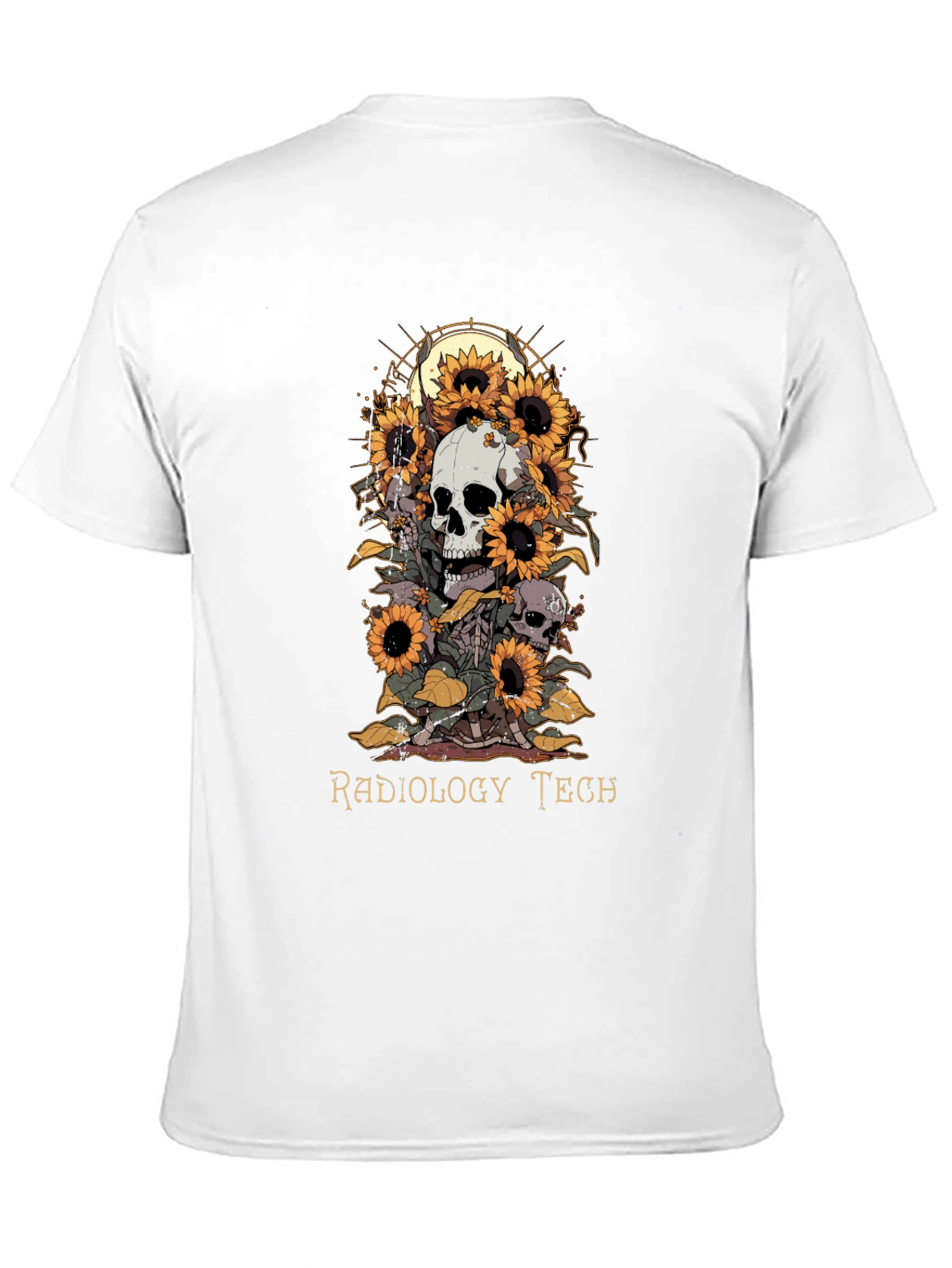 Radiology Tech Skull Sunflower T-Shirt
