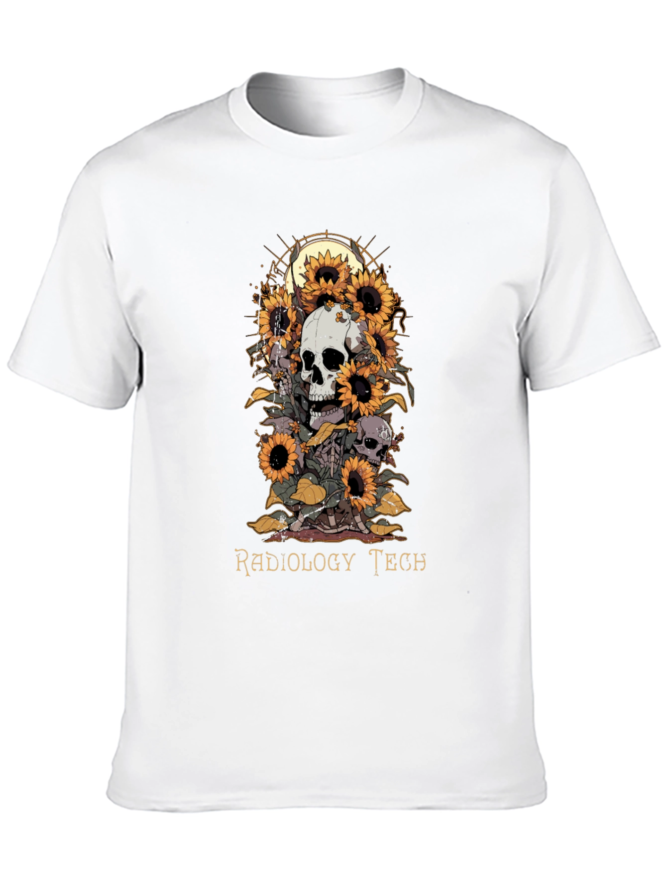 Radiology Tech Skull Sunflower T-Shirt