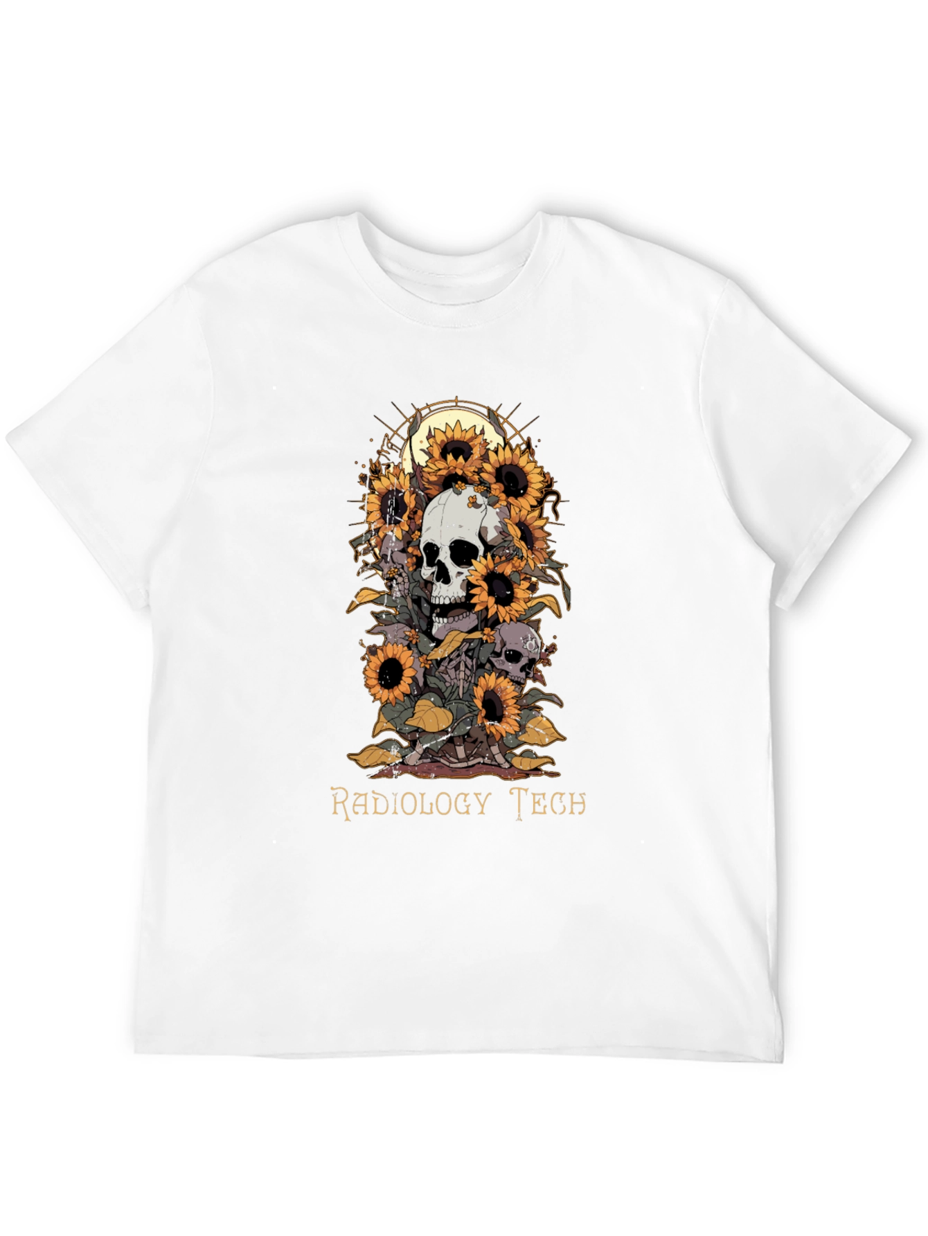 Radiology Tech Skull Sunflower T-Shirt