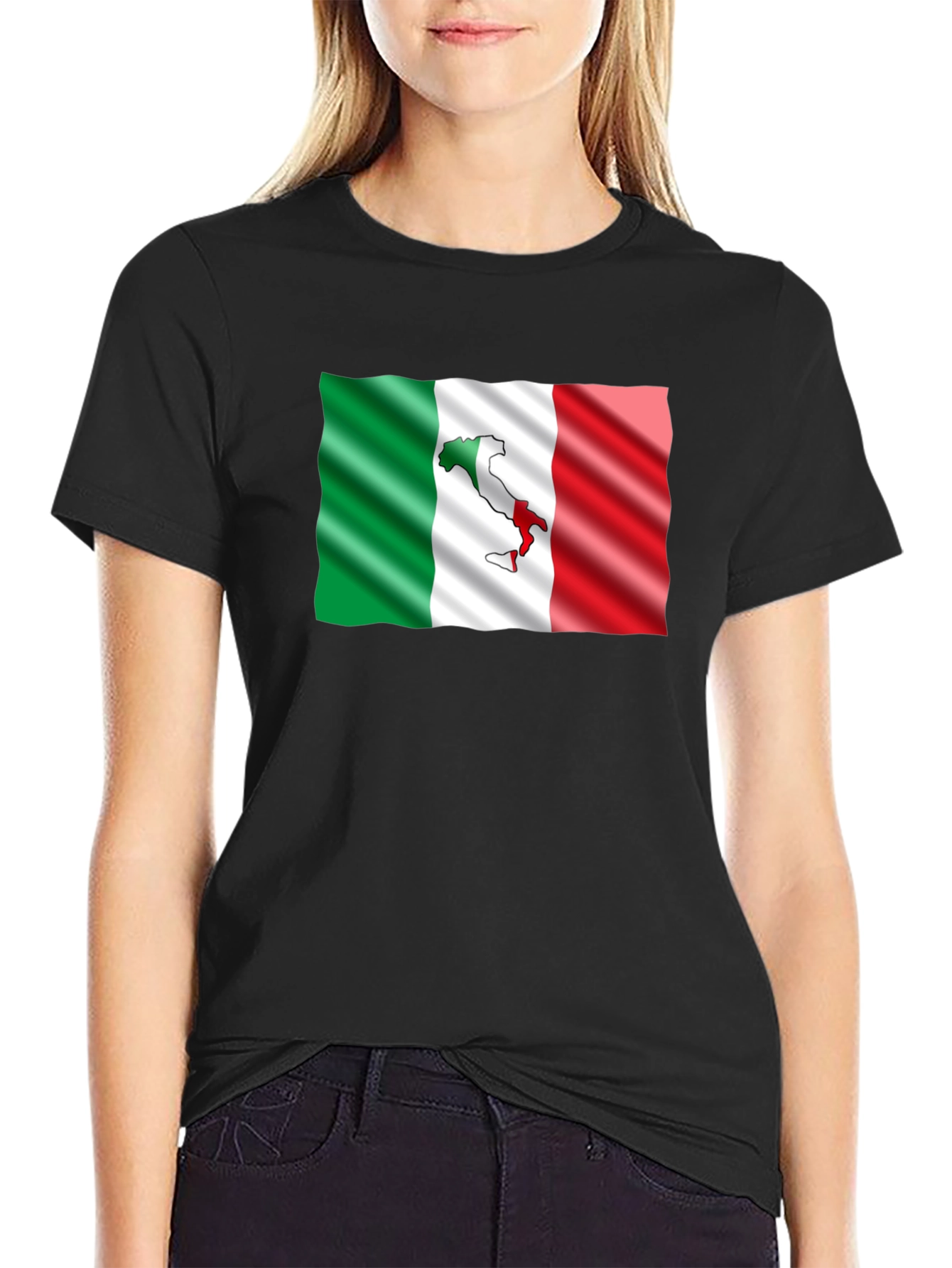 Italy Flag Graphic Tee - Stylish Black T-Shirt