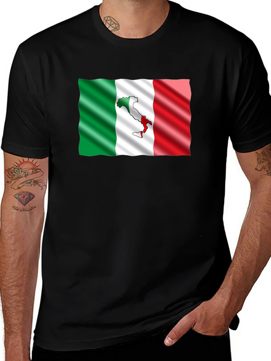 Italy Flag Graphic Tee - Stylish Black T-Shirt