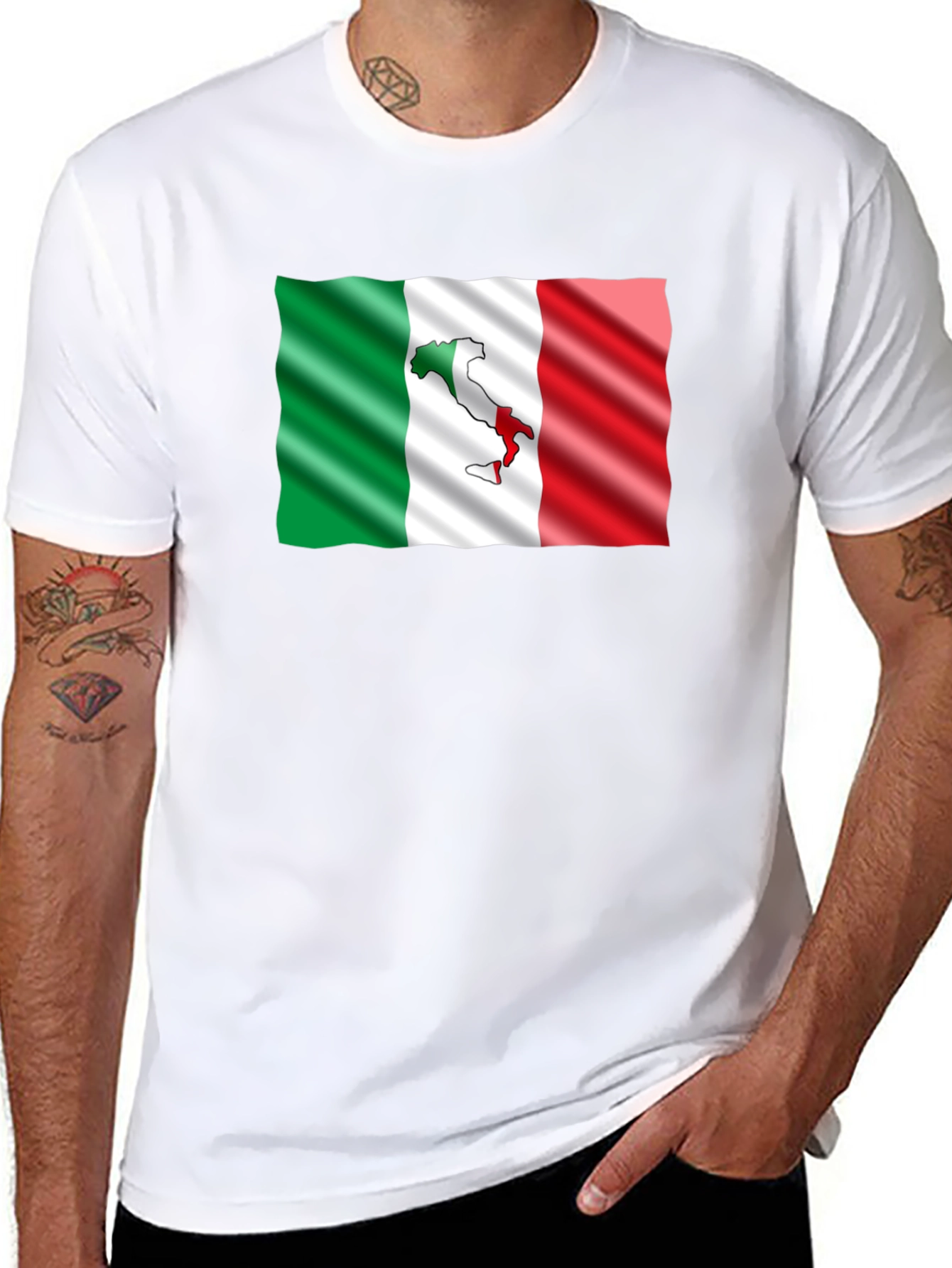 Italy Flag Graphic Tee - Stylish Black T-Shirt
