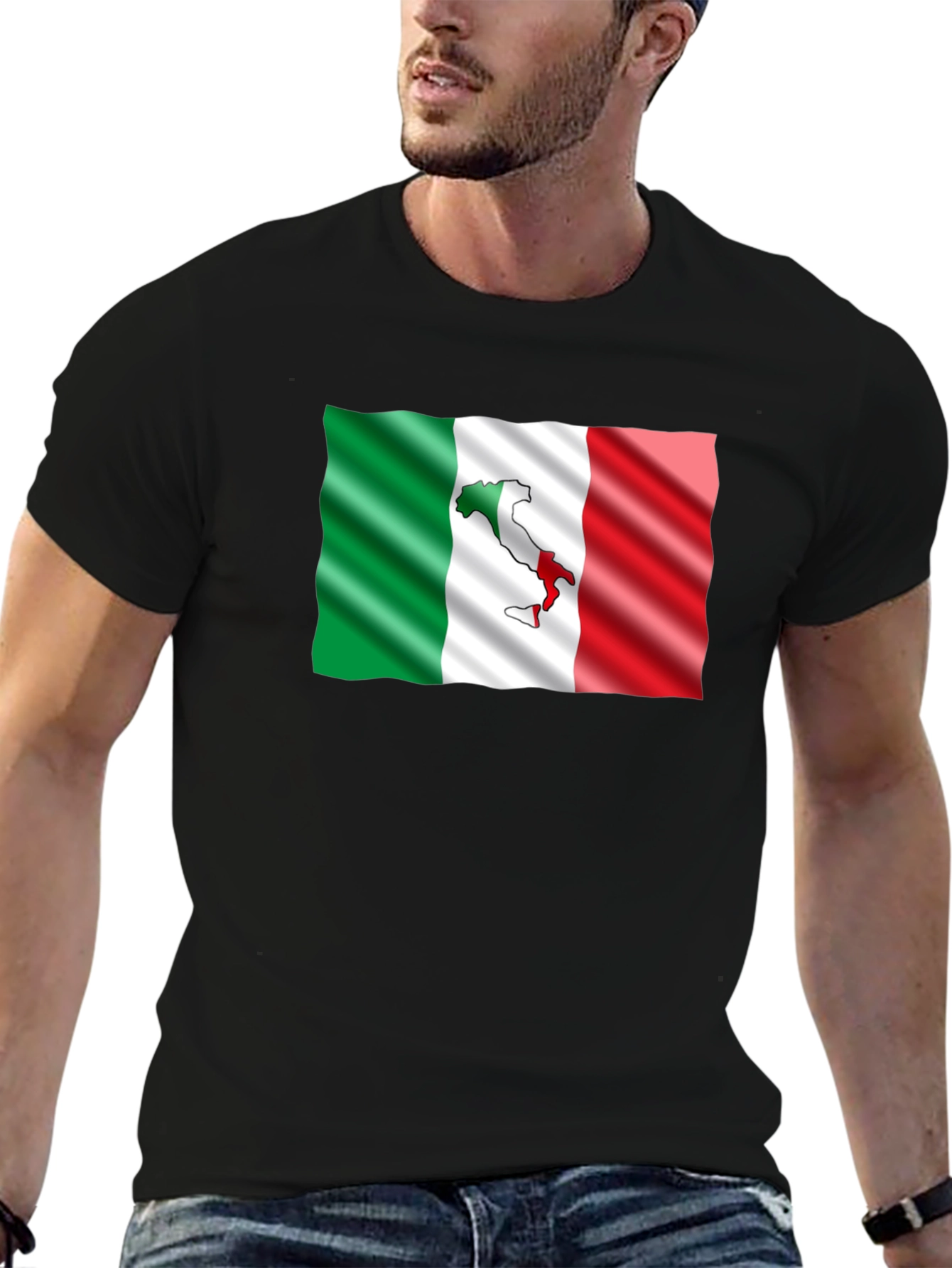 Italy Flag Graphic Tee - Stylish Black T-Shirt