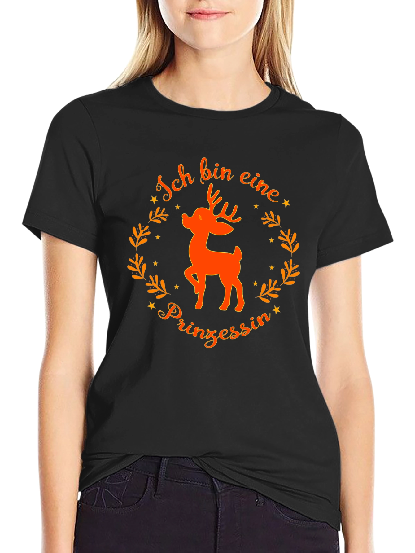 Ich bin eine Prinzessin Deer Black T-Shirt