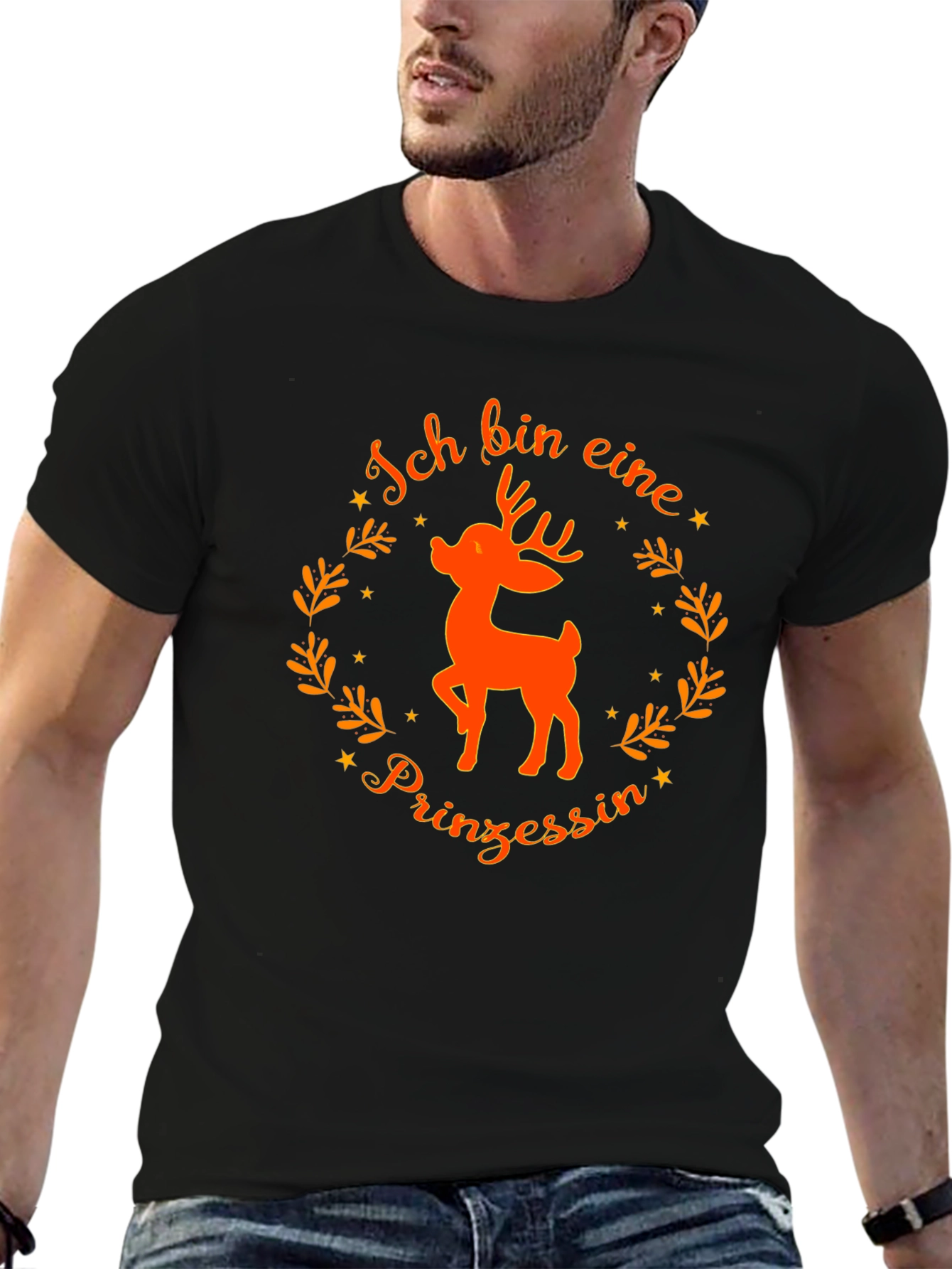 Ich bin eine Prinzessin Deer Black T-Shirt
