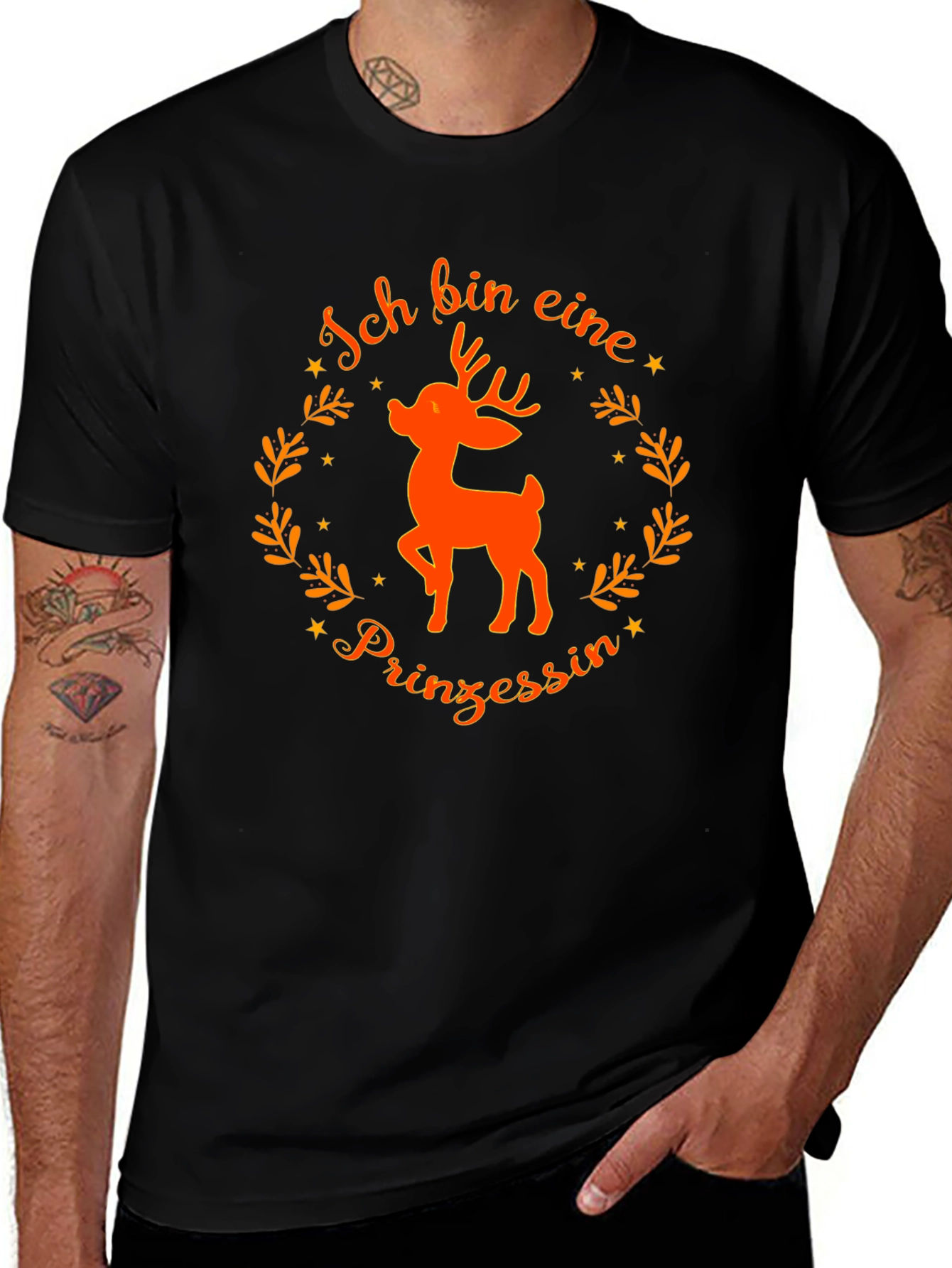 Ich bin eine Prinzessin Deer Black T-Shirt