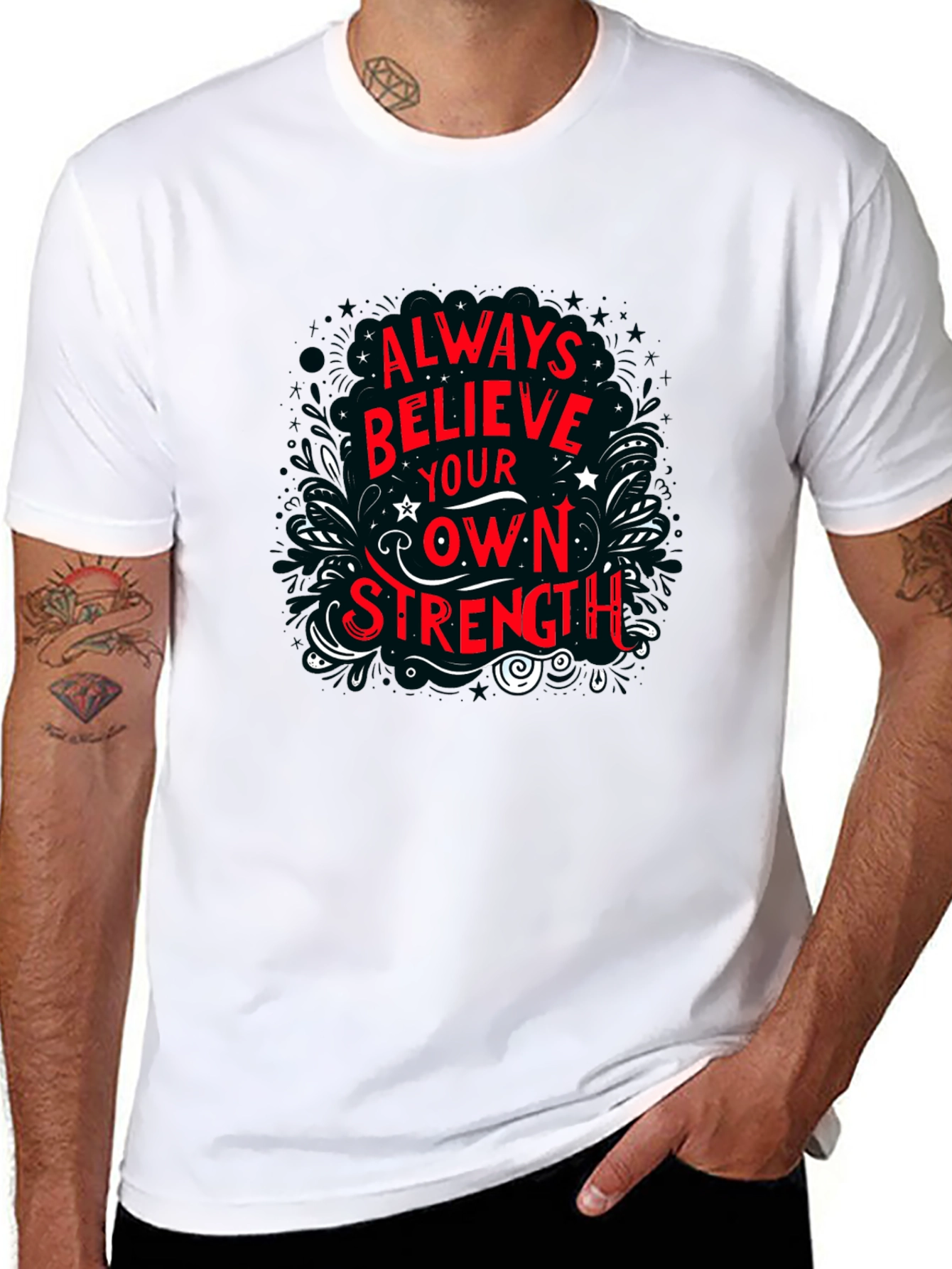 Believe in Your Own Strength Black Graphic Tee