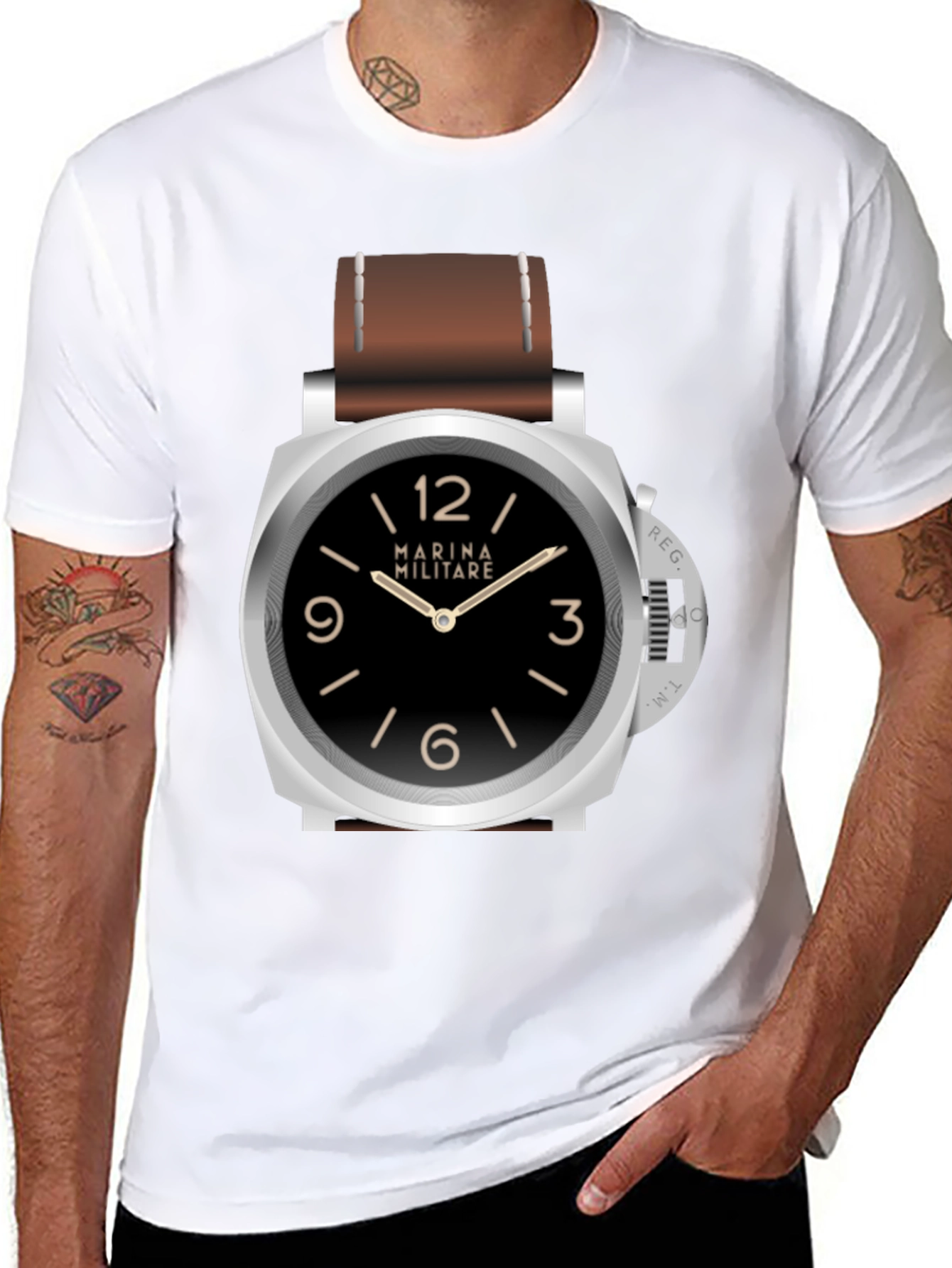 Stylish Black T-Shirt with Watch Graphic