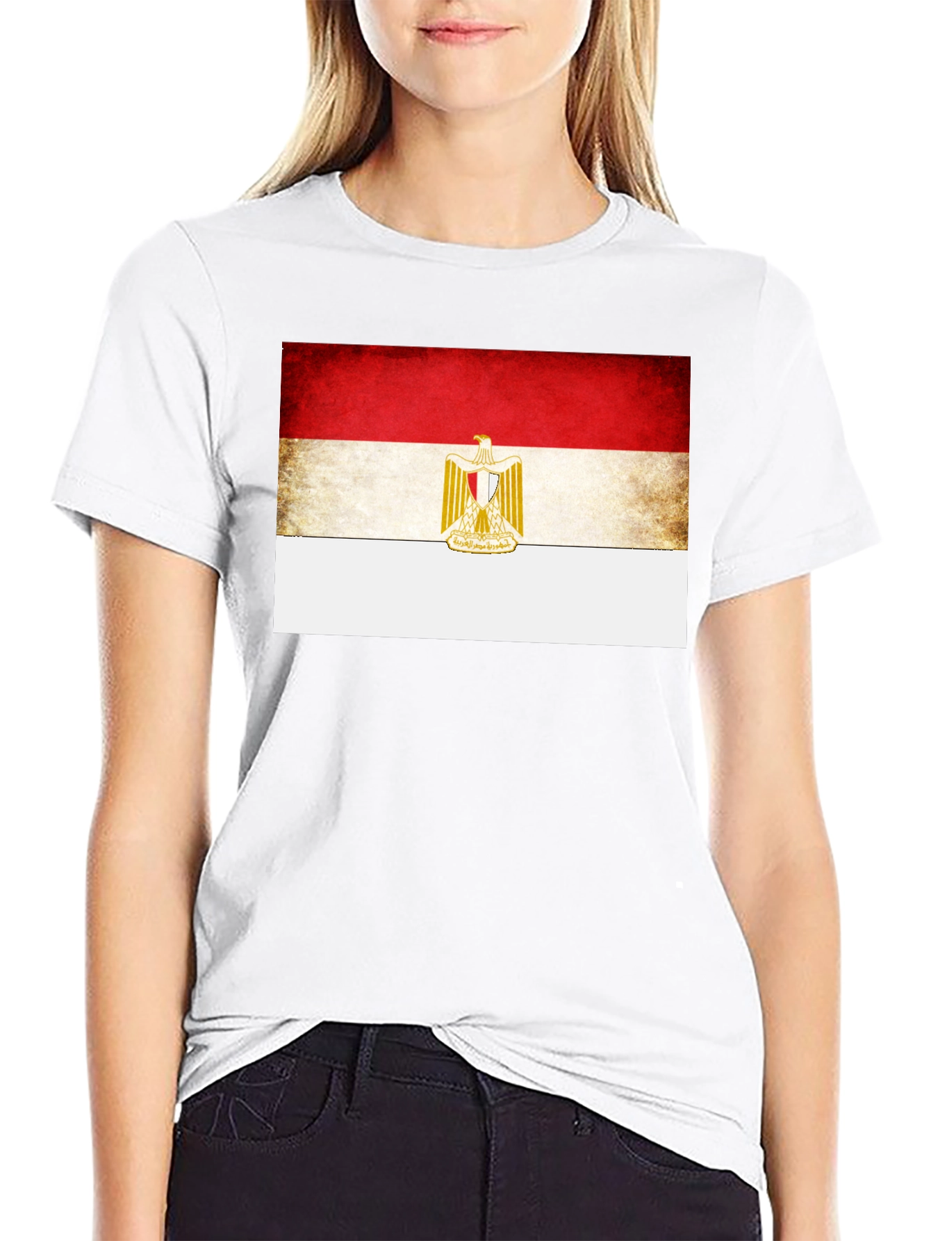 Egypt Flag Graphic Print Black T-Shirt