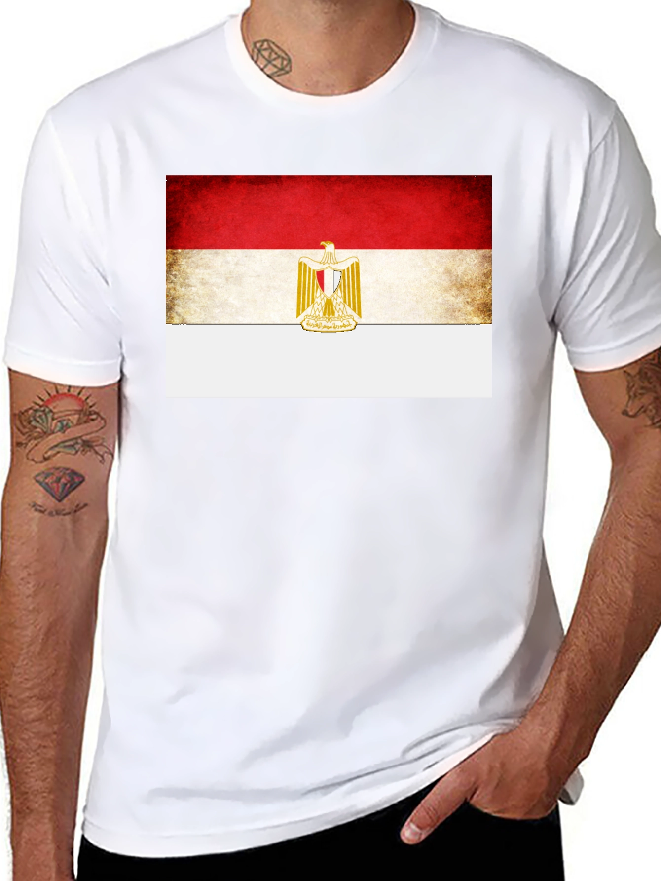 Egypt Flag Graphic Print Black T-Shirt