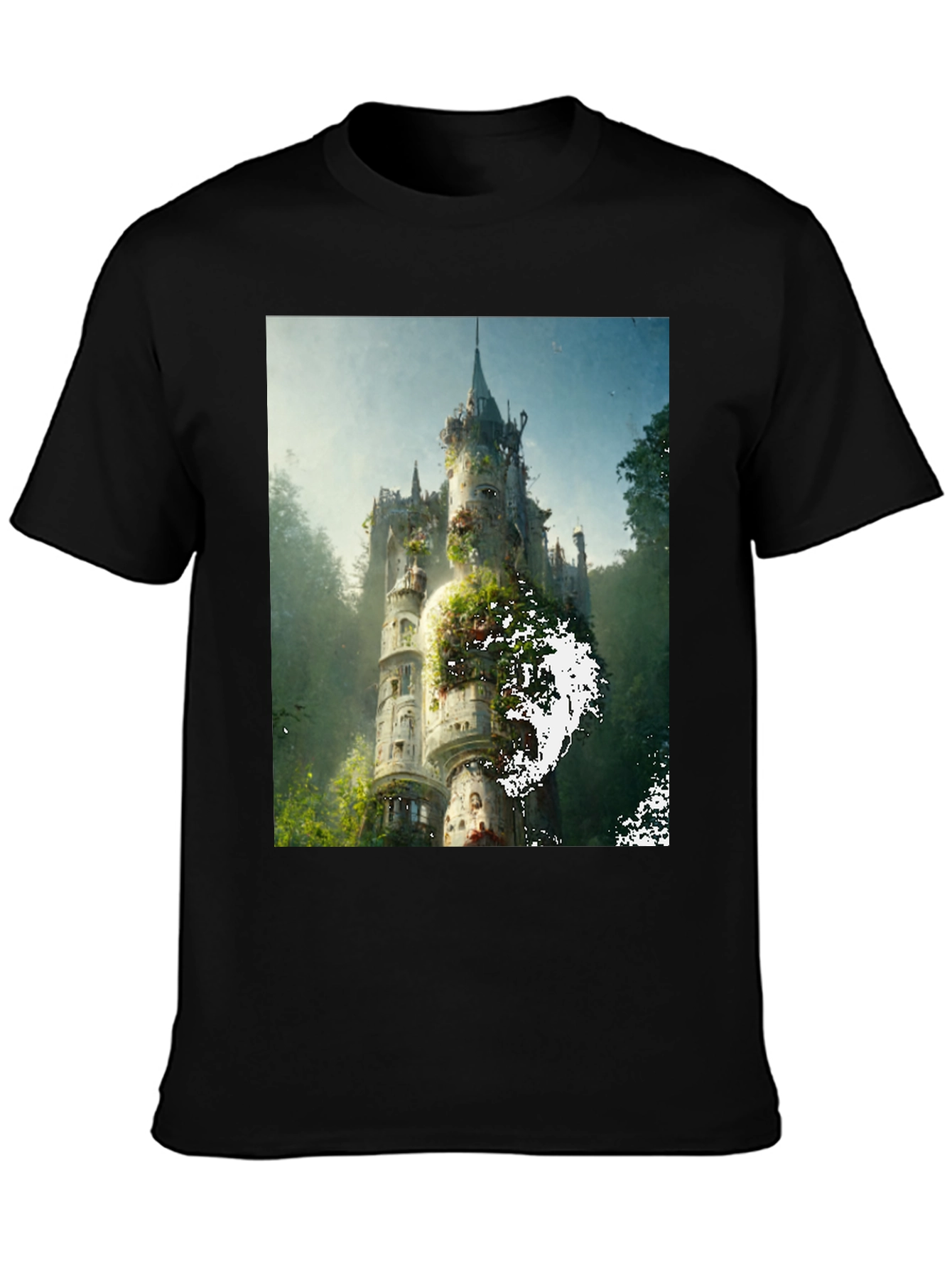 Enchanted Castle Graphic Tee - Black Cotton Comfort