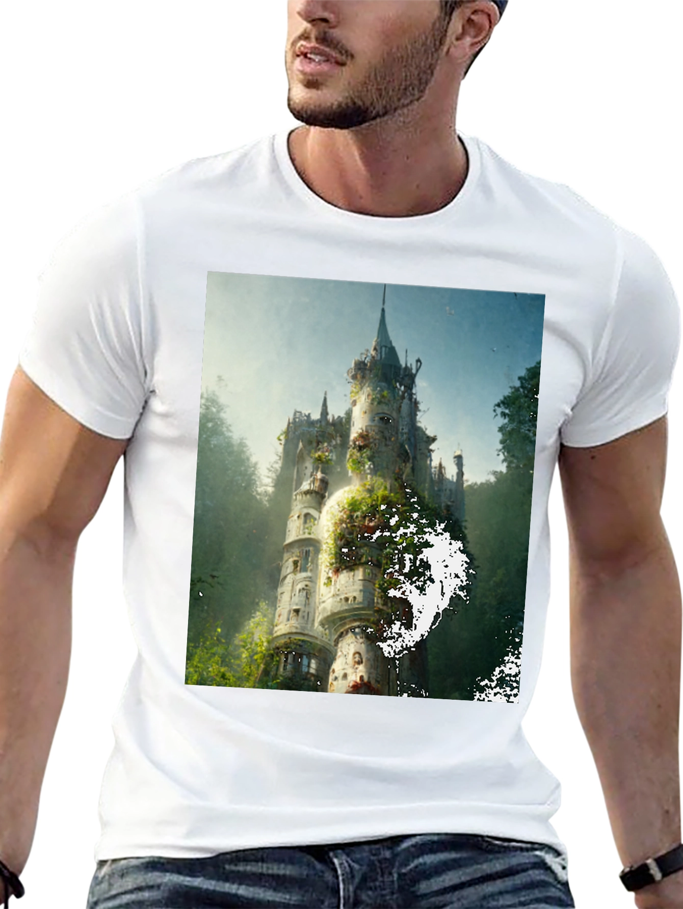 Enchanted Castle Graphic Tee - Black Cotton Comfort
