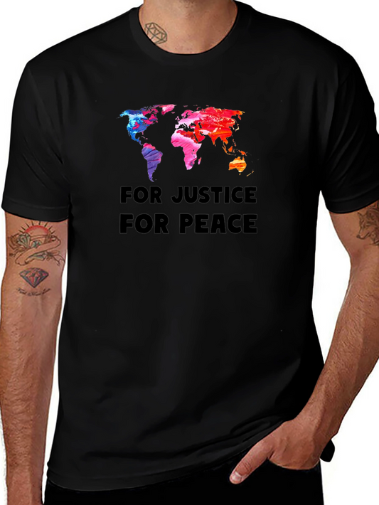 Justice & Peace World Map Graphic T-Shirt