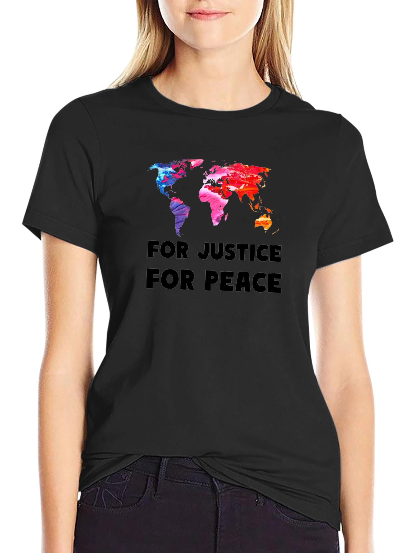 Justice & Peace World Map Graphic T-Shirt