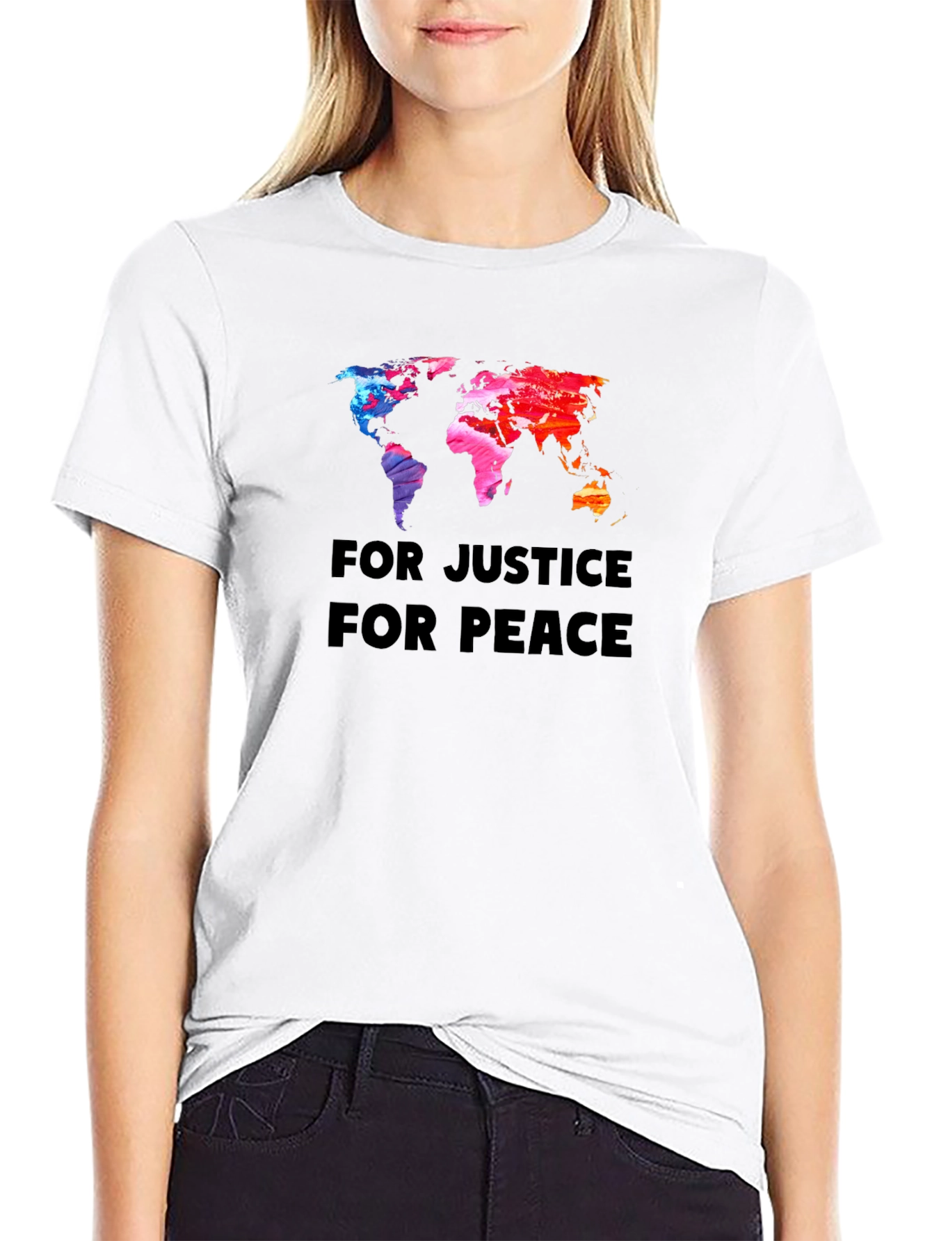 Justice & Peace World Map Graphic T-Shirt