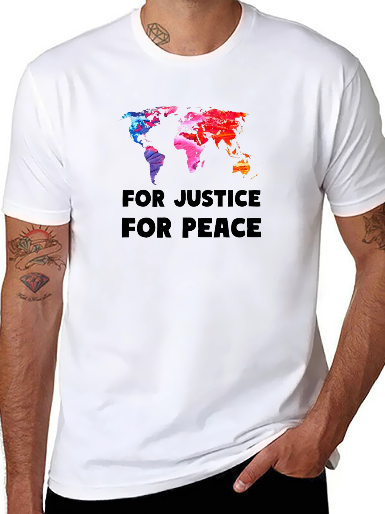 Justice & Peace World Map Graphic T-Shirt