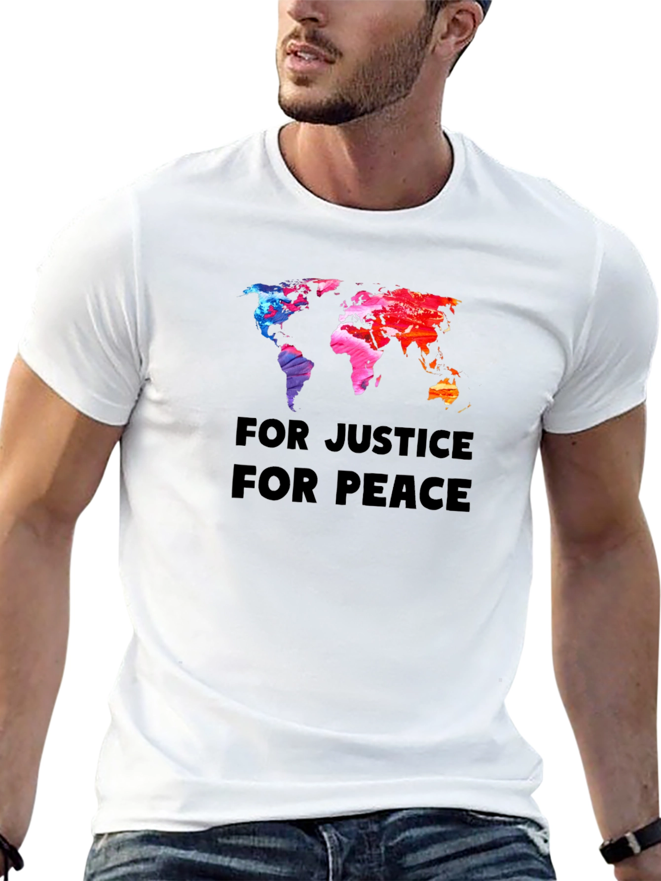Justice & Peace World Map Graphic T-Shirt