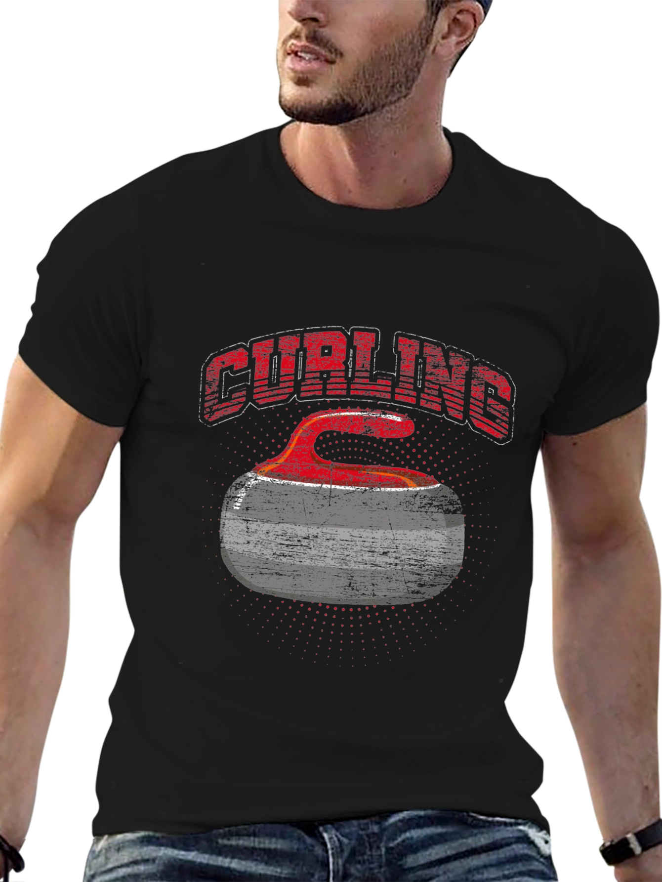 Curling Stone Graphic T-Shirt - Black