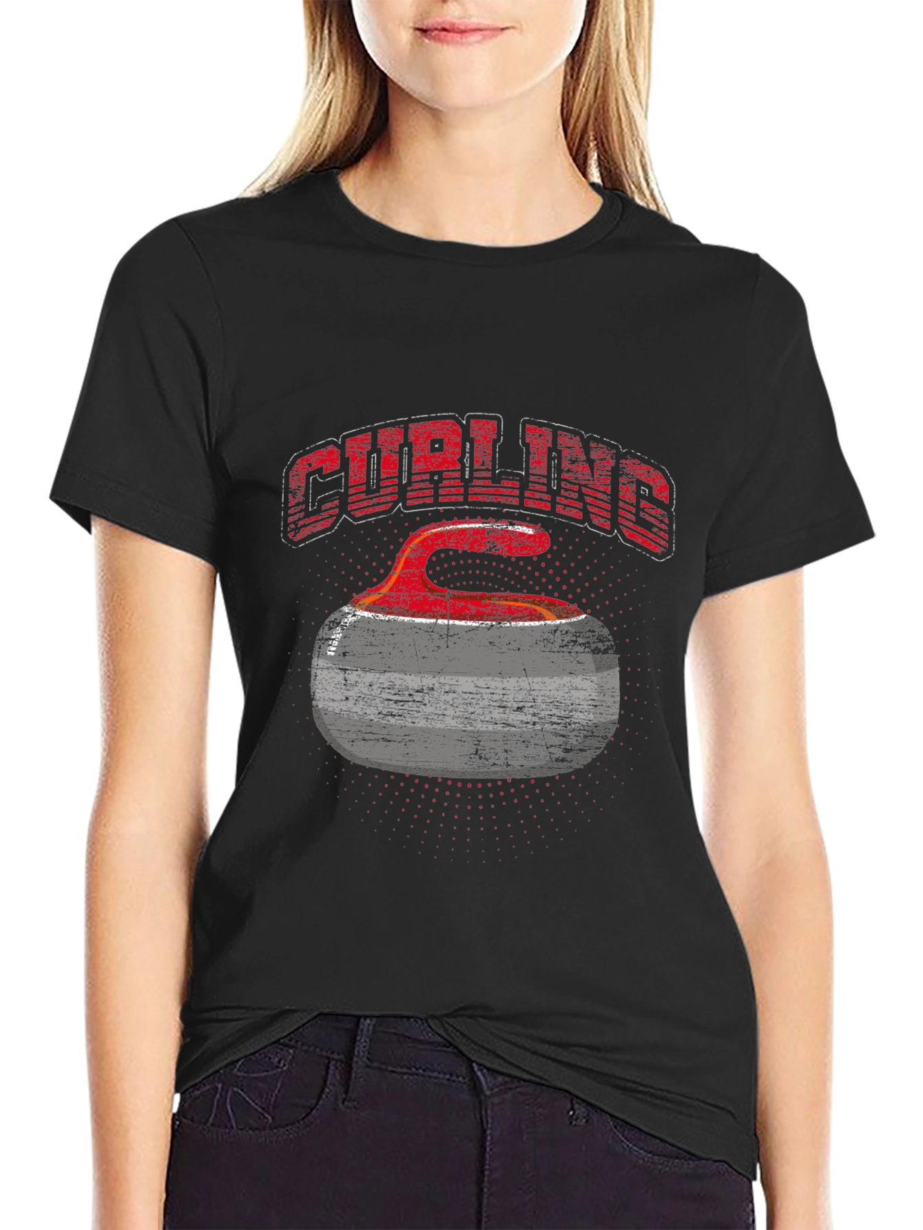Curling Stone Graphic T-Shirt - Black