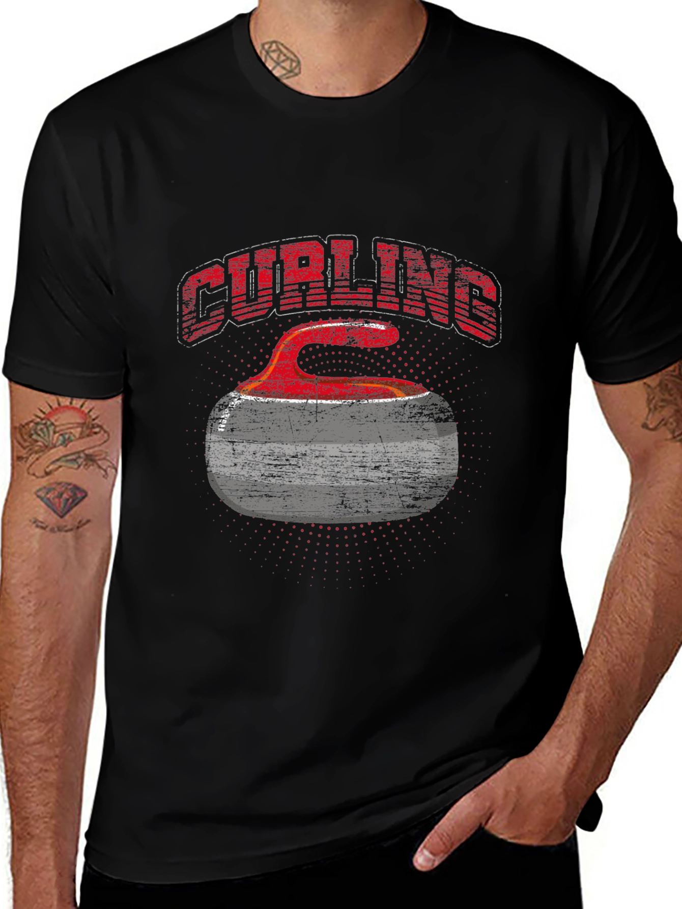Curling Stone Graphic T-Shirt - Black
