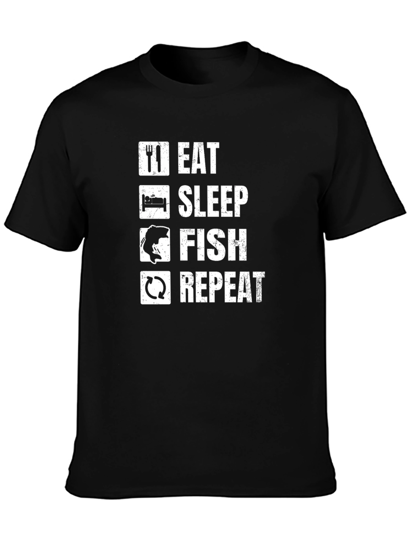 Eat Sleep Fish Repeat Black T-Shirt