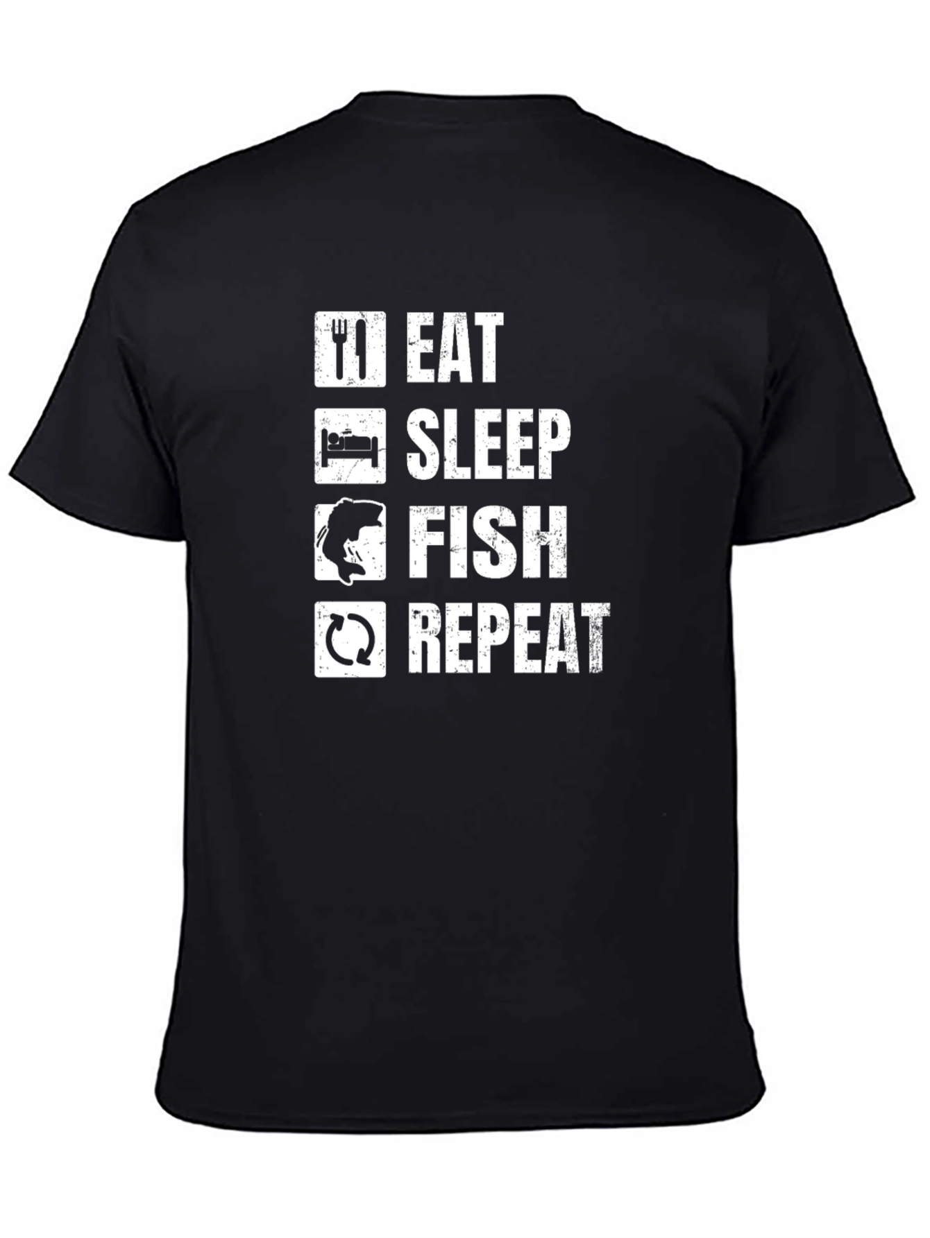 Eat Sleep Fish Repeat Black T-Shirt