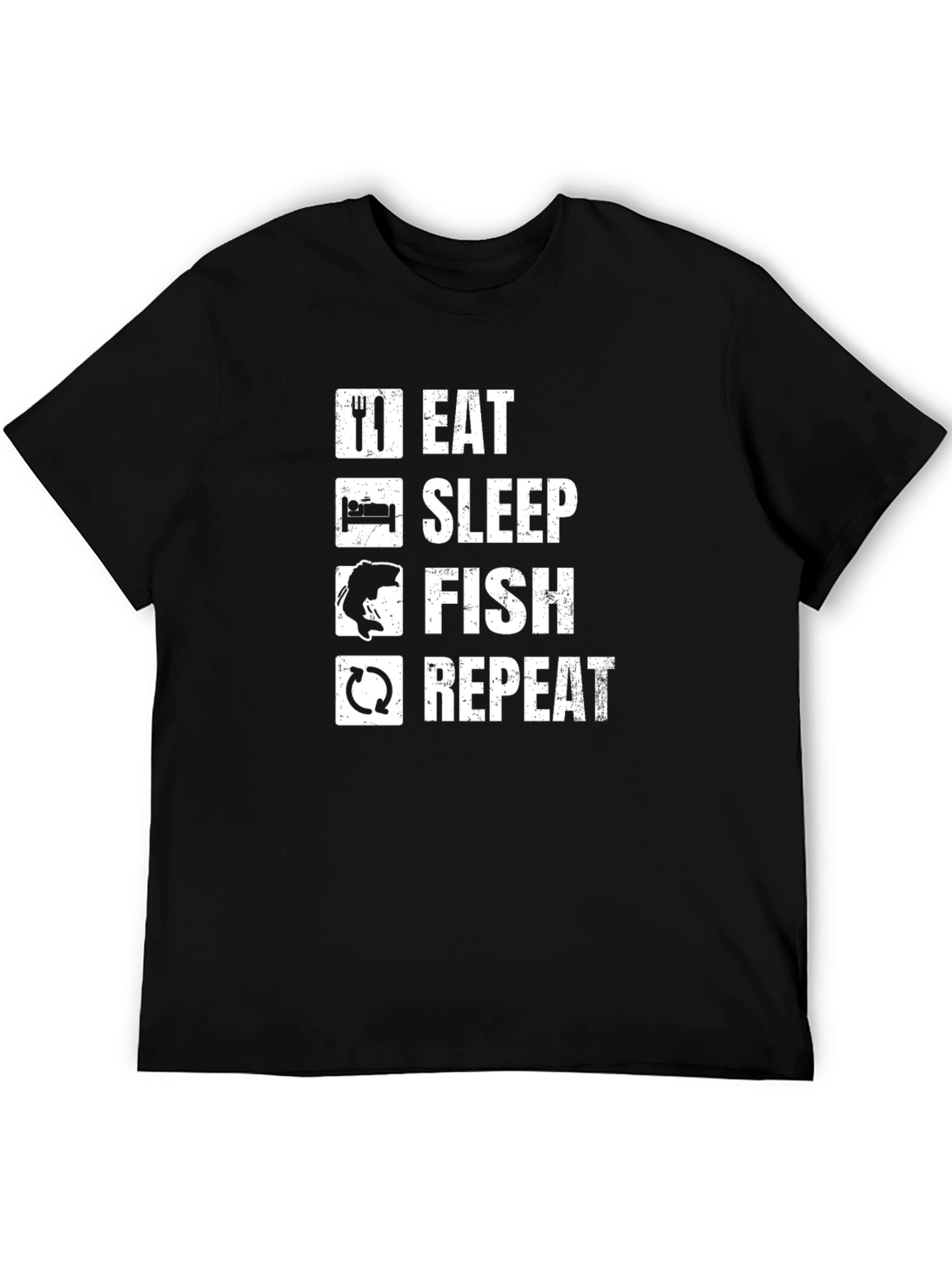 Eat Sleep Fish Repeat Black T-Shirt