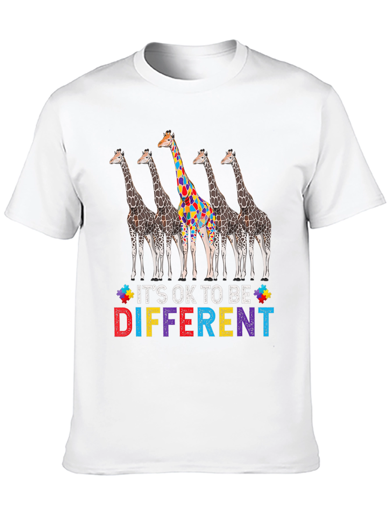 Its Ok to Be Different Autism Awareness Giraffe T-Shirt