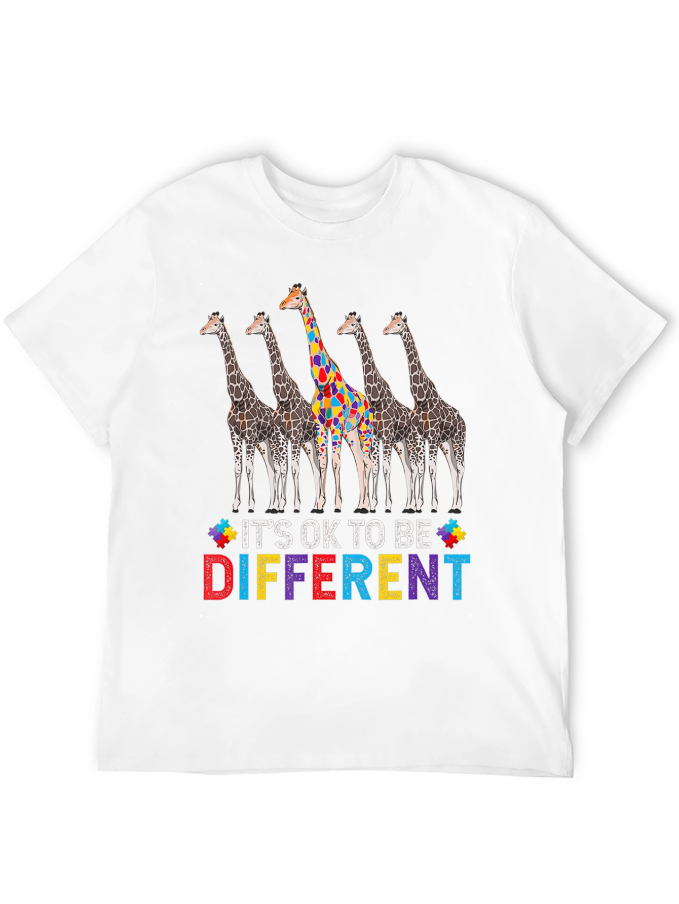 Its Ok to Be Different Autism Awareness Giraffe T-Shirt