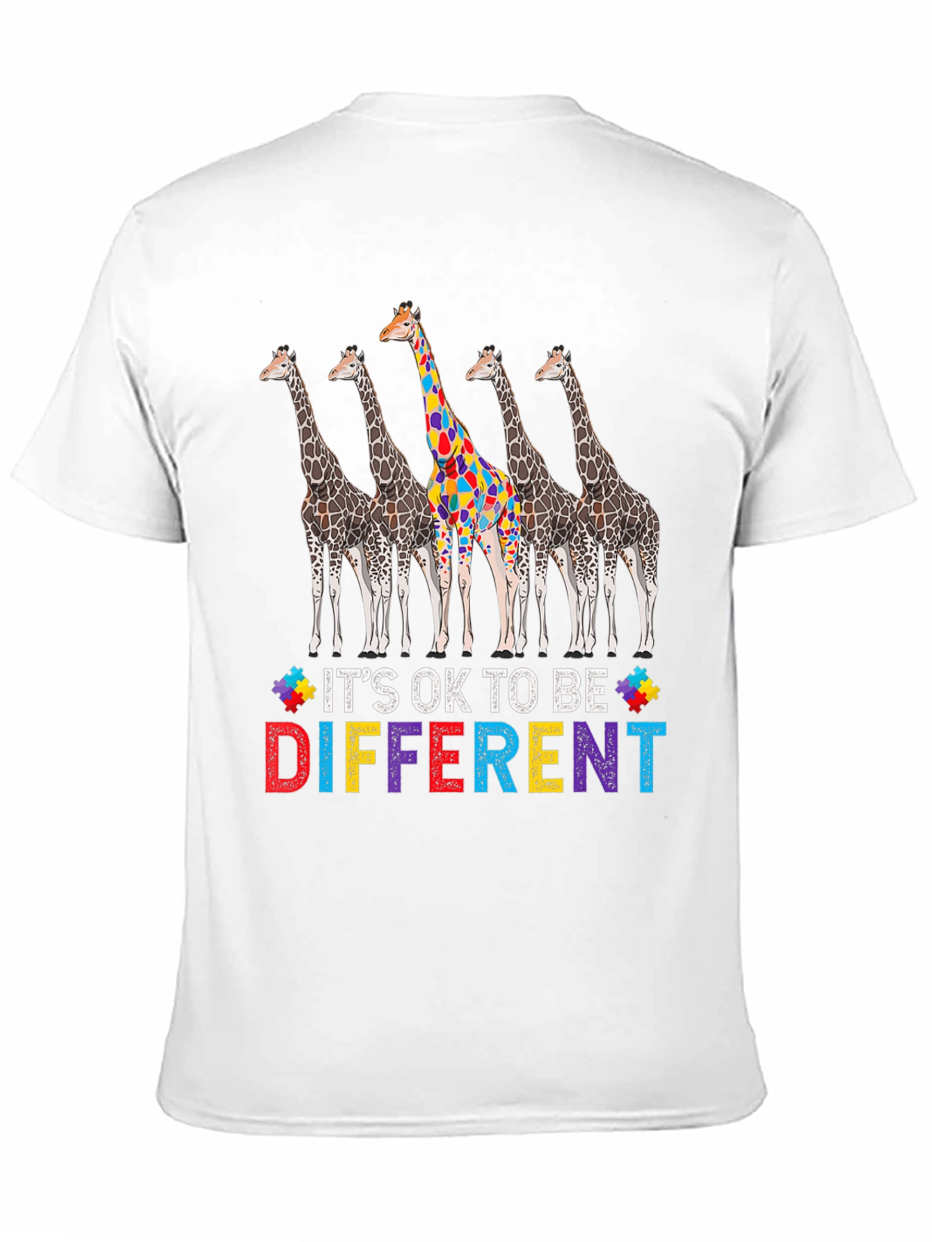 Its Ok to Be Different Autism Awareness Giraffe T-Shirt