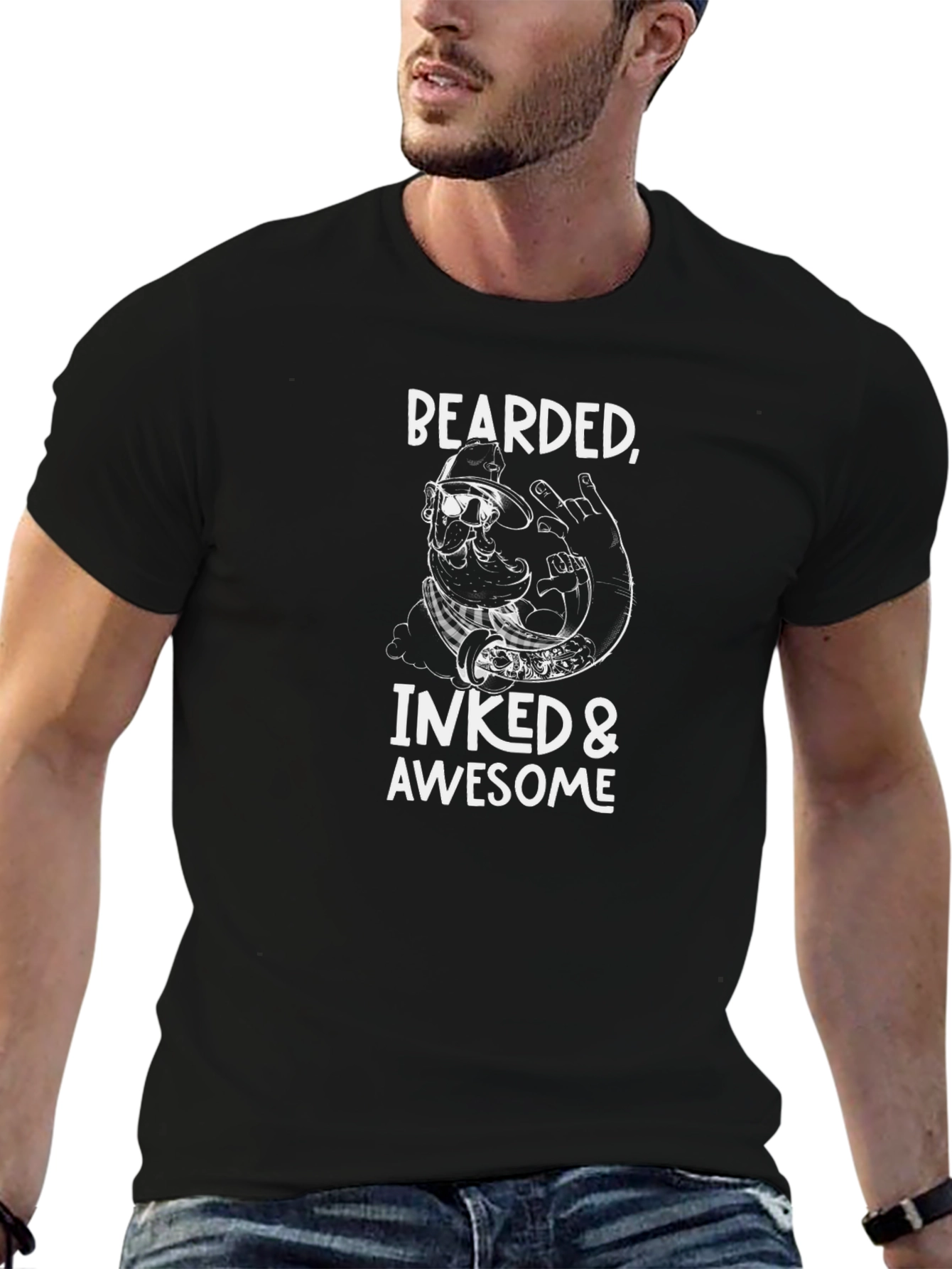 Bearded Inked & Awesome Graphic T-Shirt