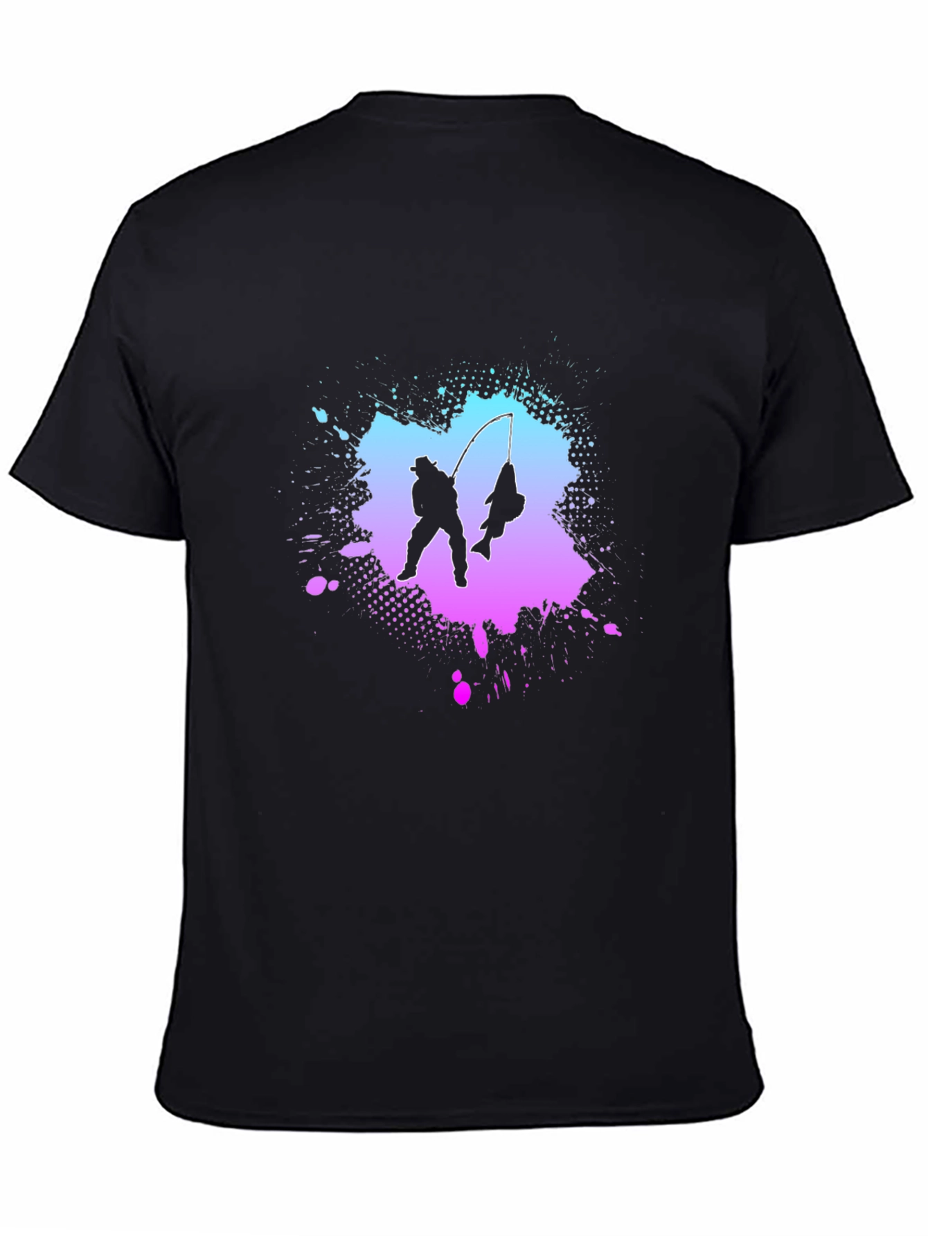 Fisherman Silhouette Tee - Mens Black Graphic T-Shirt