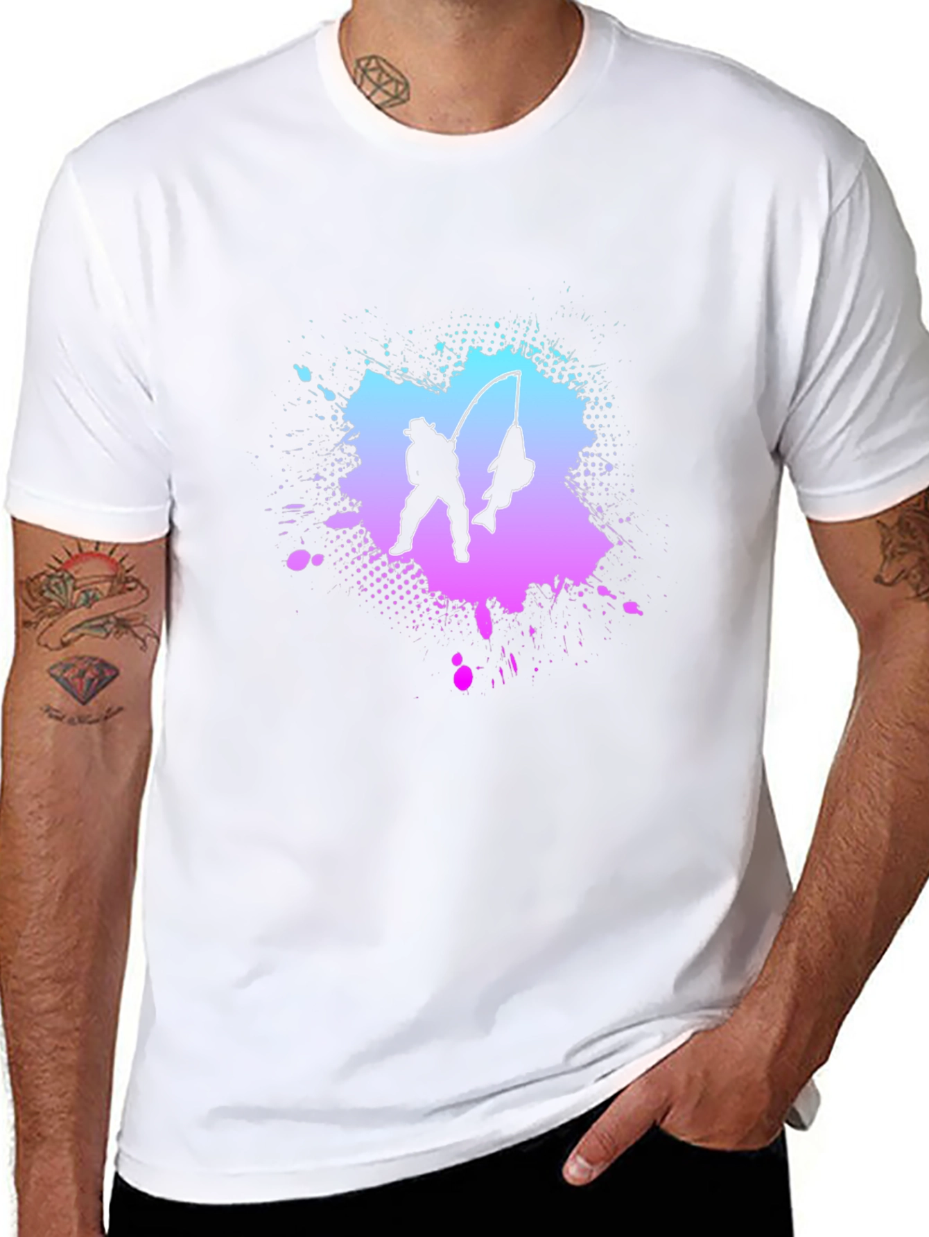 Fisherman Silhouette Tee - Mens Black Graphic T-Shirt