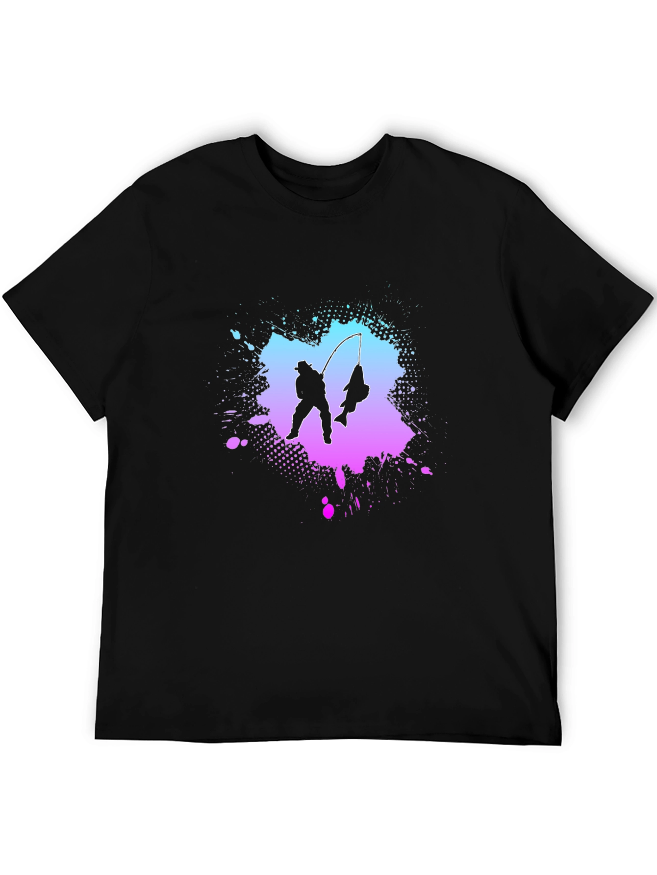 Fisherman Silhouette Tee - Mens Black Graphic T-Shirt